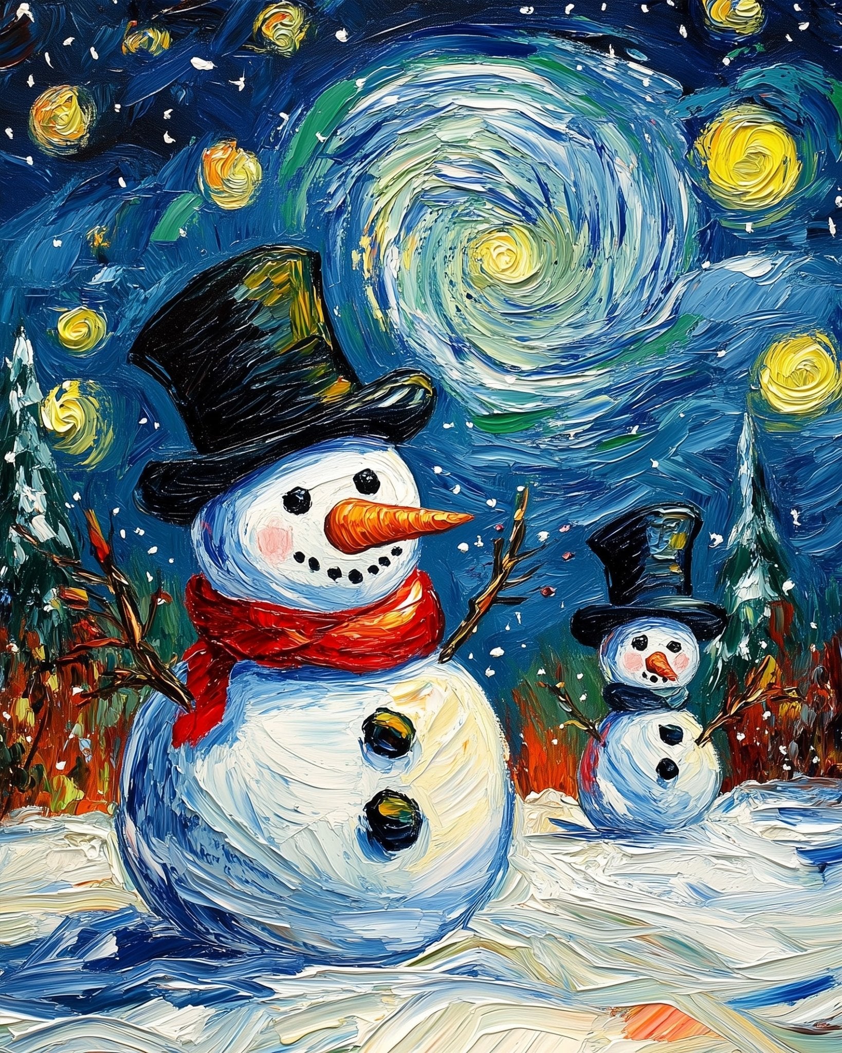 Starry Snowmen Wonderland - Christmas - BestPaintByNumbers - Paint by Numbers Custom Kit