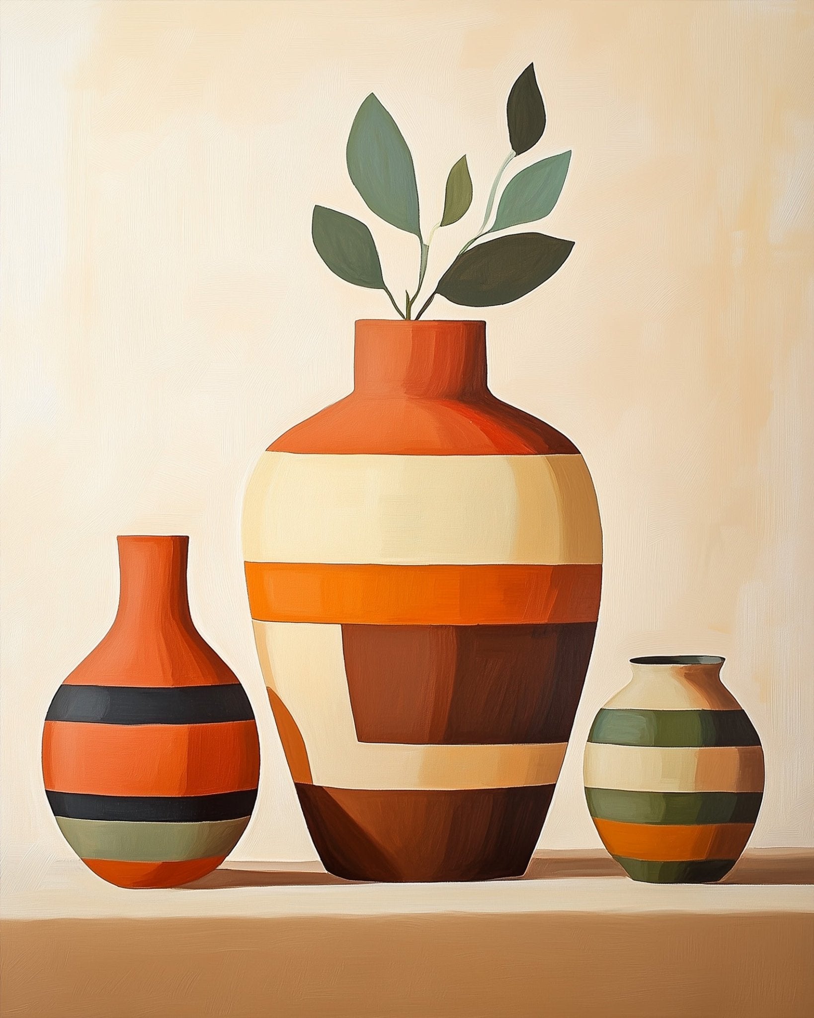 Striped Ceramic Vases - Still Life - BestPaintByNumbers - Paint by Numbers Custom Kit