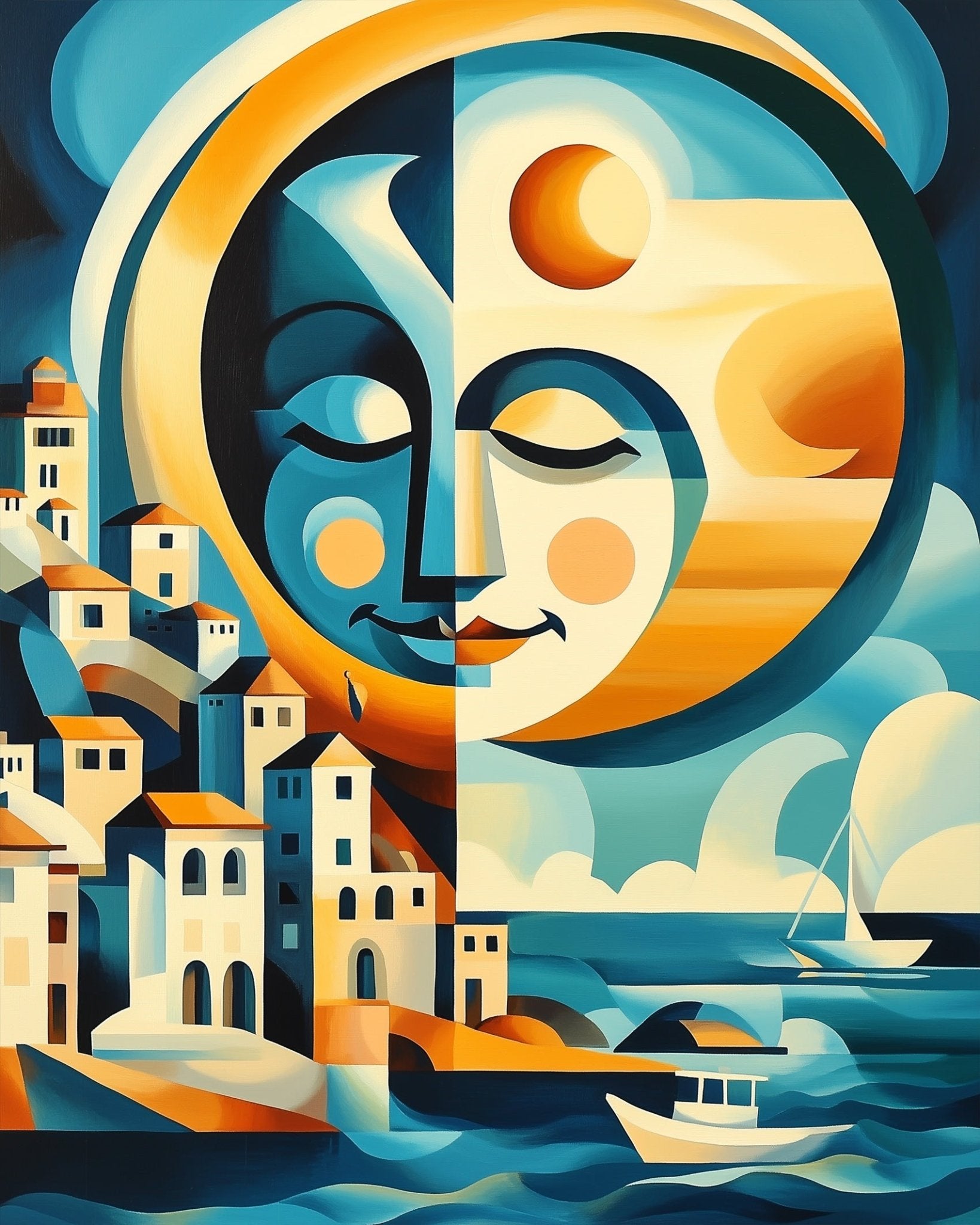 Sun and Sea Abstraction - Cubism - BestPaintByNumbers - Paint by Numbers Custom Kit
