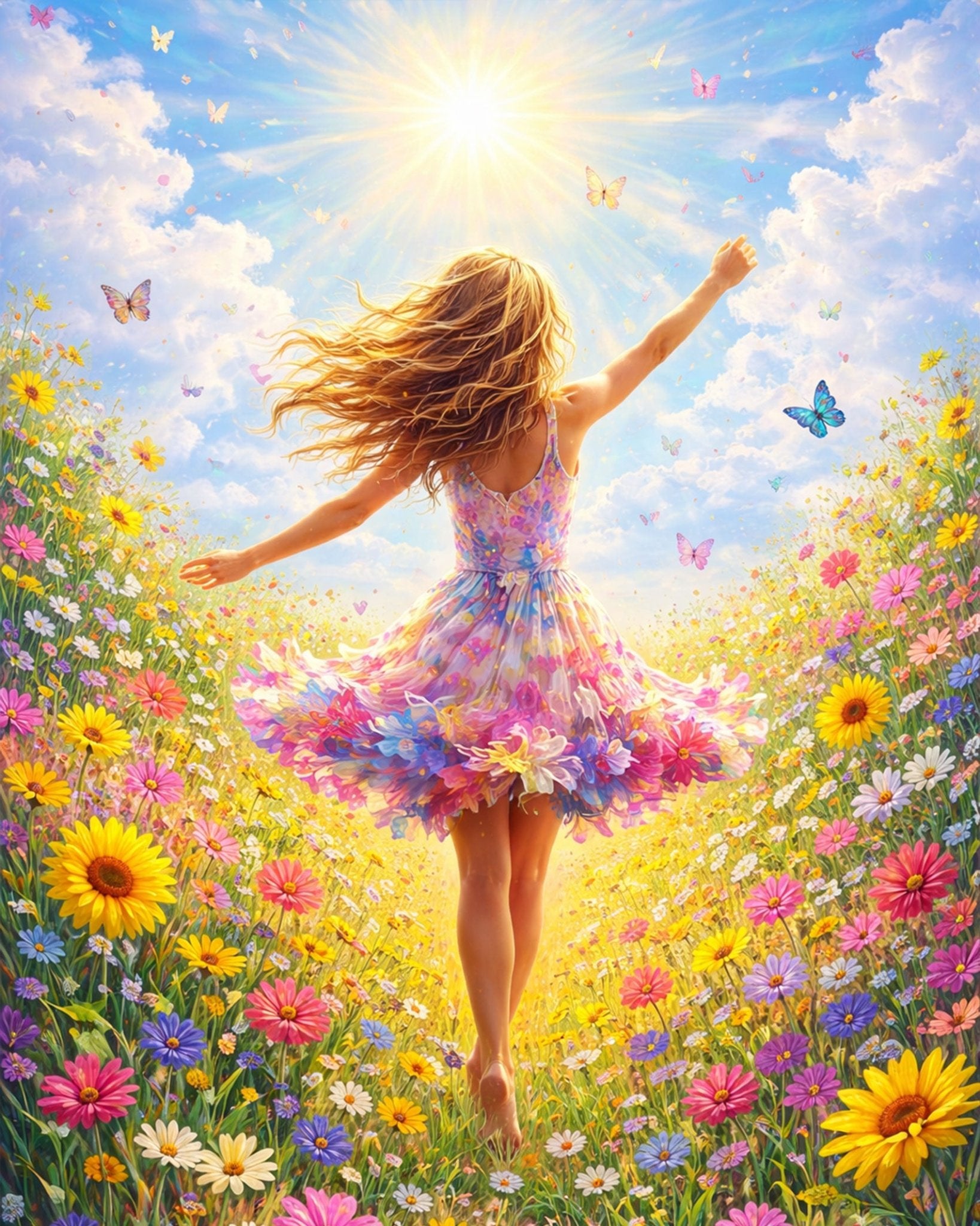 Sunlit Fields with Butterflies - PeacefulMoments - BestPaintByNumbers - Paint by Numbers Custom Kit