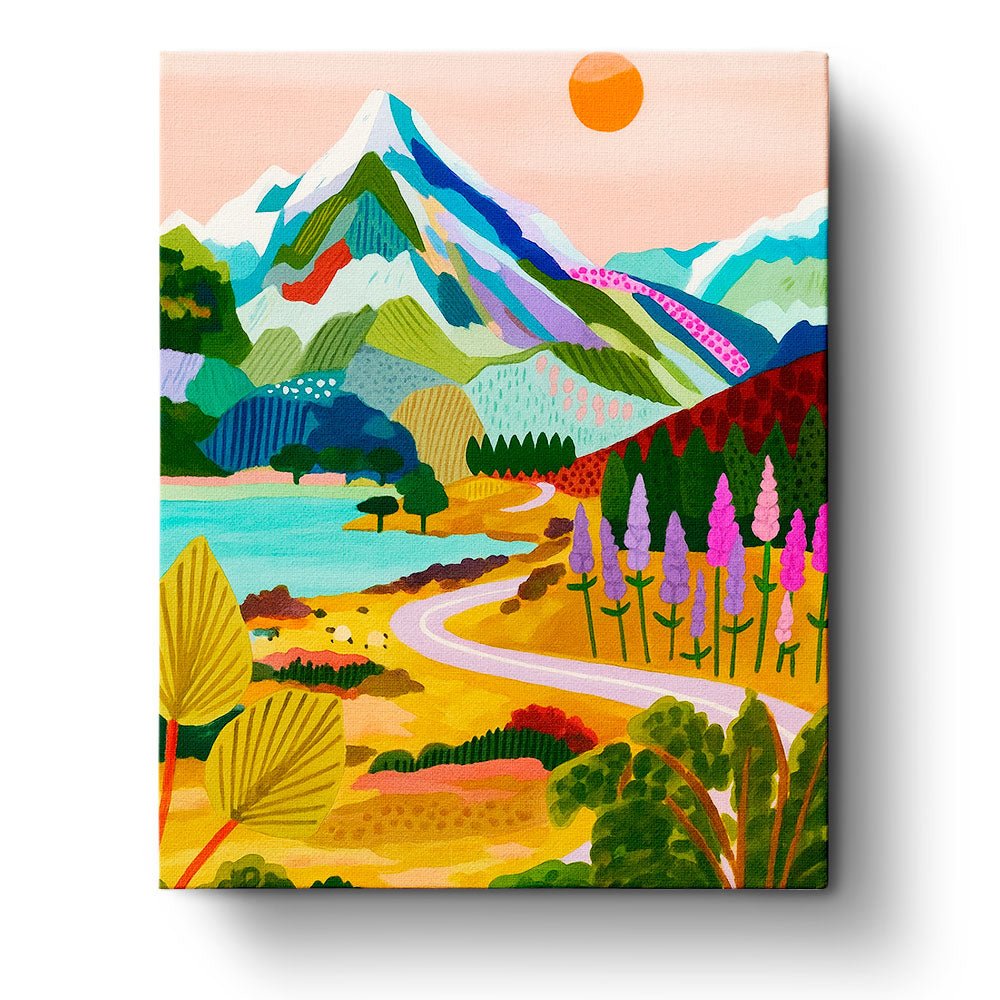 Sunlit Mountain Meadow - Landscape - BestPaintByNumbers - Paint by Numbers Custom Kit