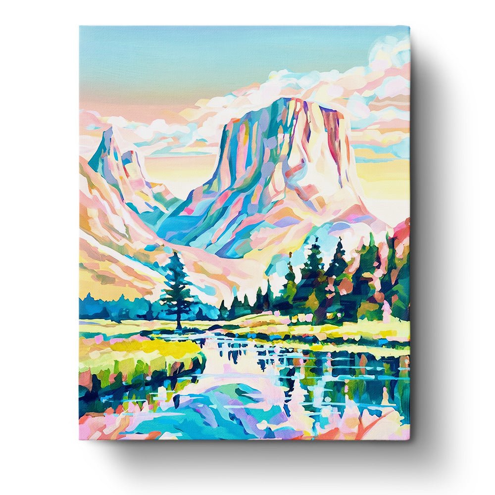 Sunlit Mountain Reflection - Landscape - BestPaintByNumbers - Paint by Numbers Custom Kit