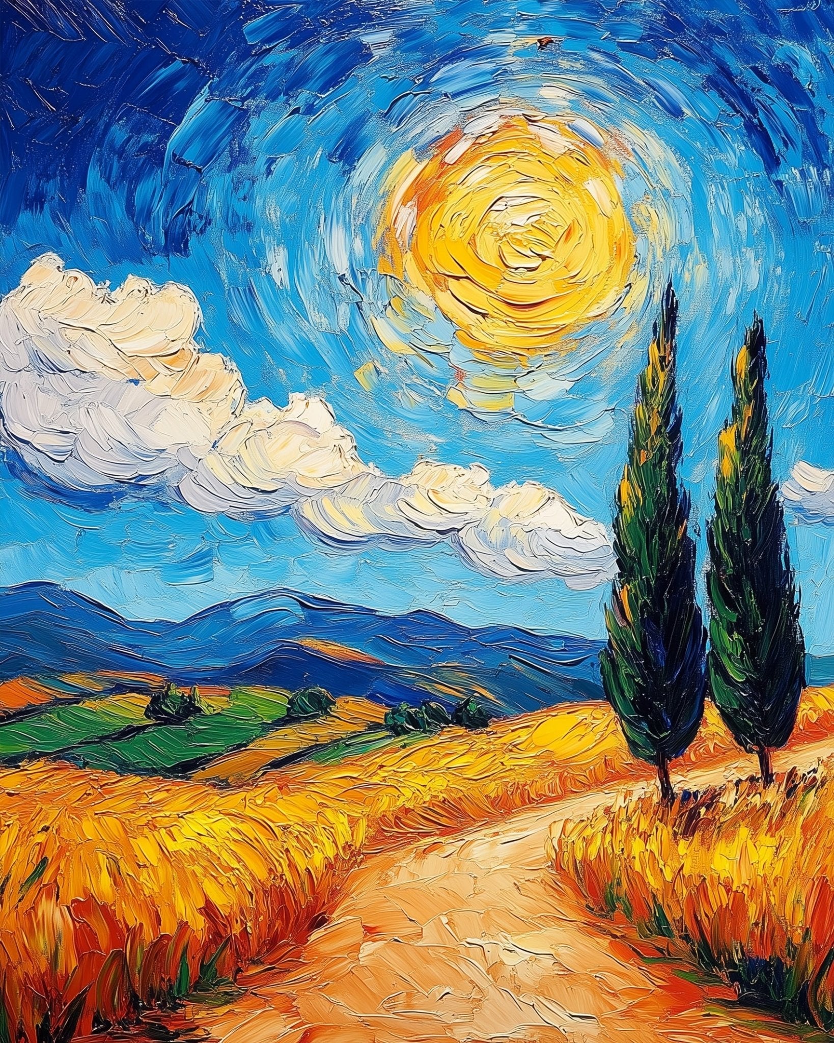 Sunny Pathway Through Fields - Impressionist - BestPaintByNumbers - Paint by Numbers Custom Kit