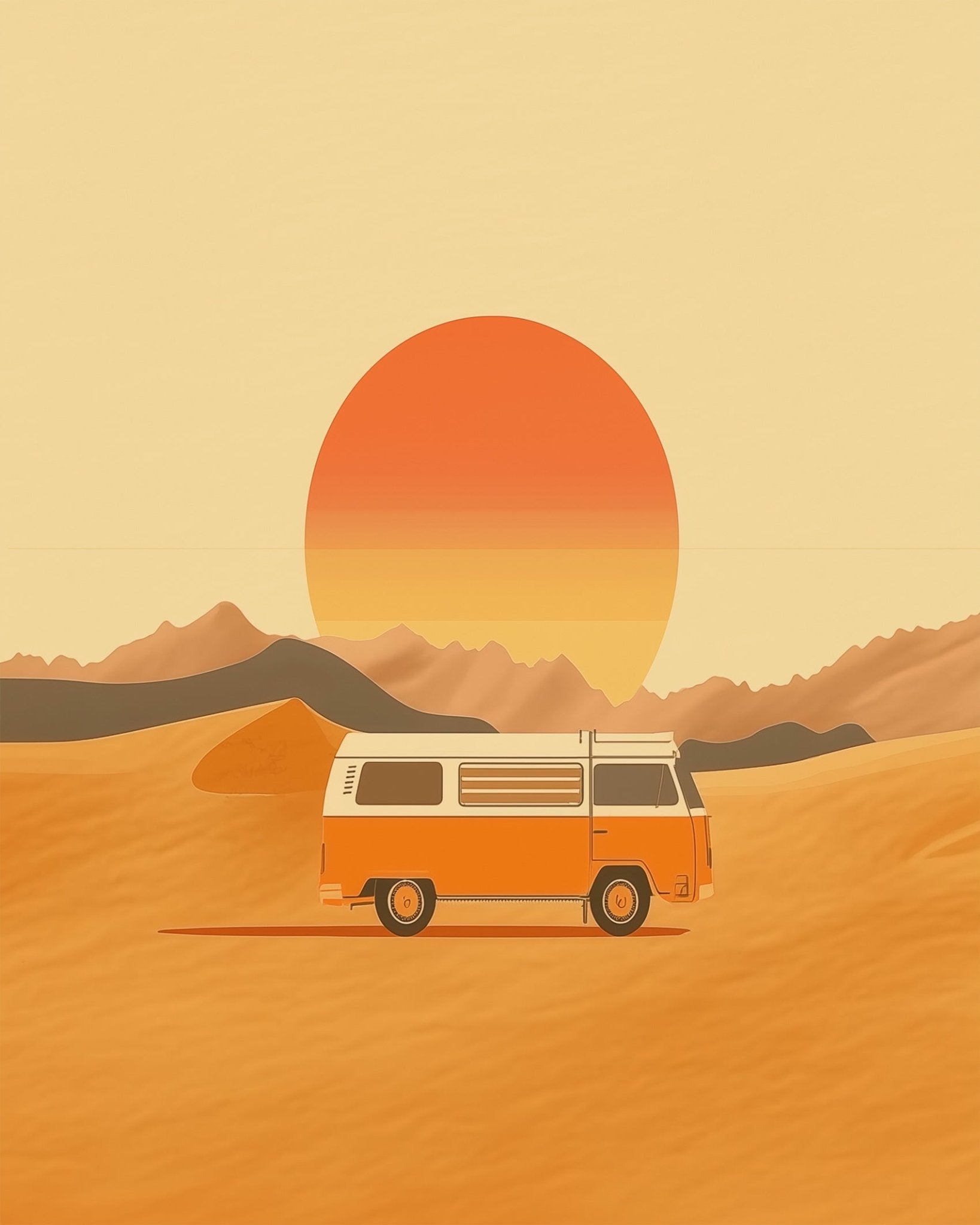 Sunset Camper Adventure - Minimalistic - BestPaintByNumbers - Paint by Numbers Custom Kit