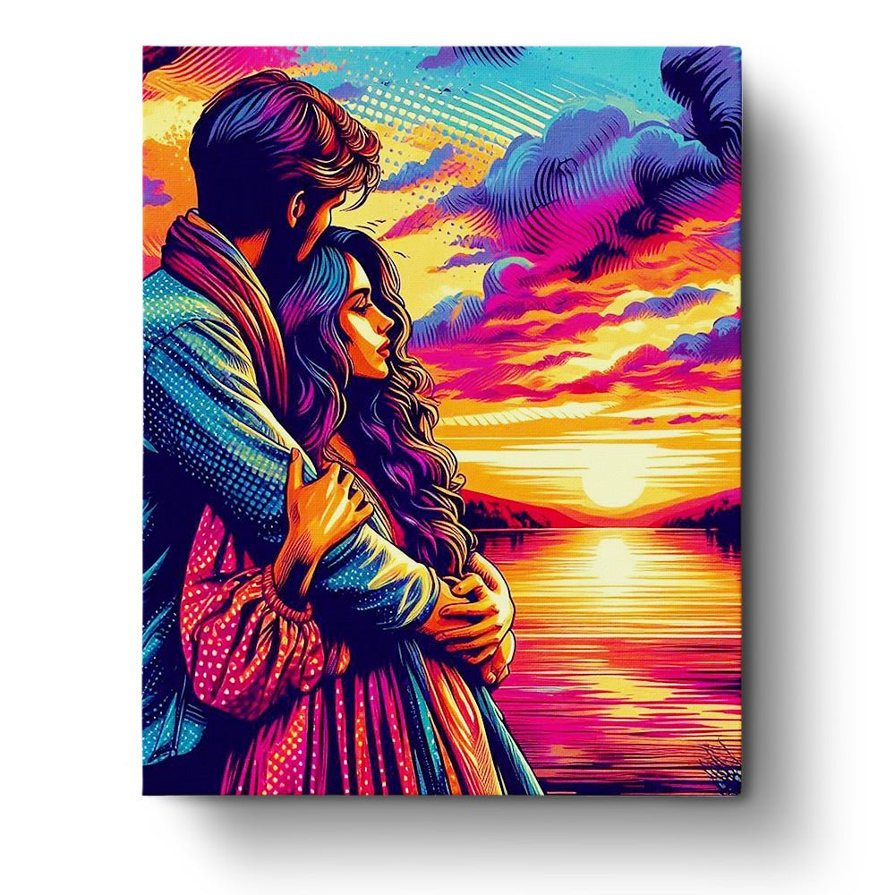 Sunset Embrace - Romance - BestPaintByNumbers - Paint by Numbers Custom Kit