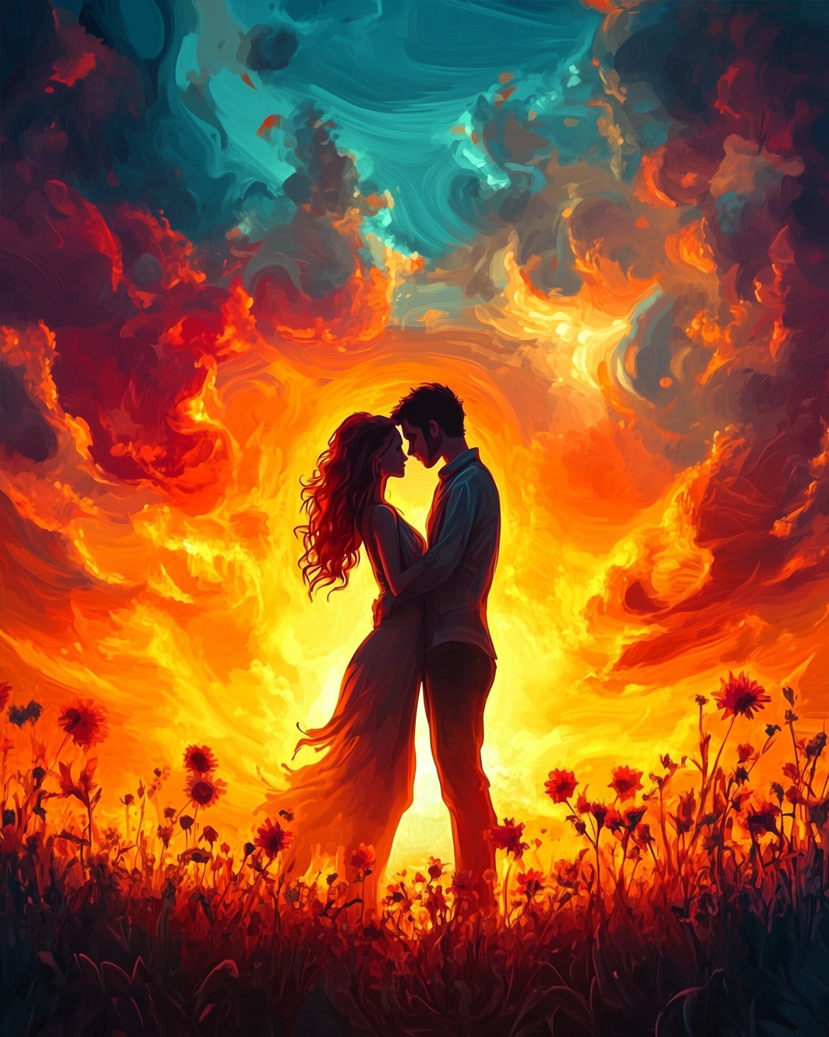 Sunset Lovers Embrace - Romance - BestPaintByNumbers - Paint by Numbers Custom Kit