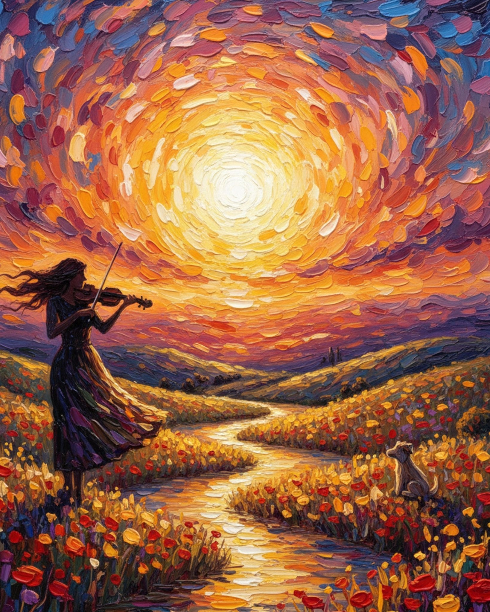 Sunset Serenade in Meadow - PeacefulMoments - BestPaintByNumbers - Paint by Numbers Custom Kit