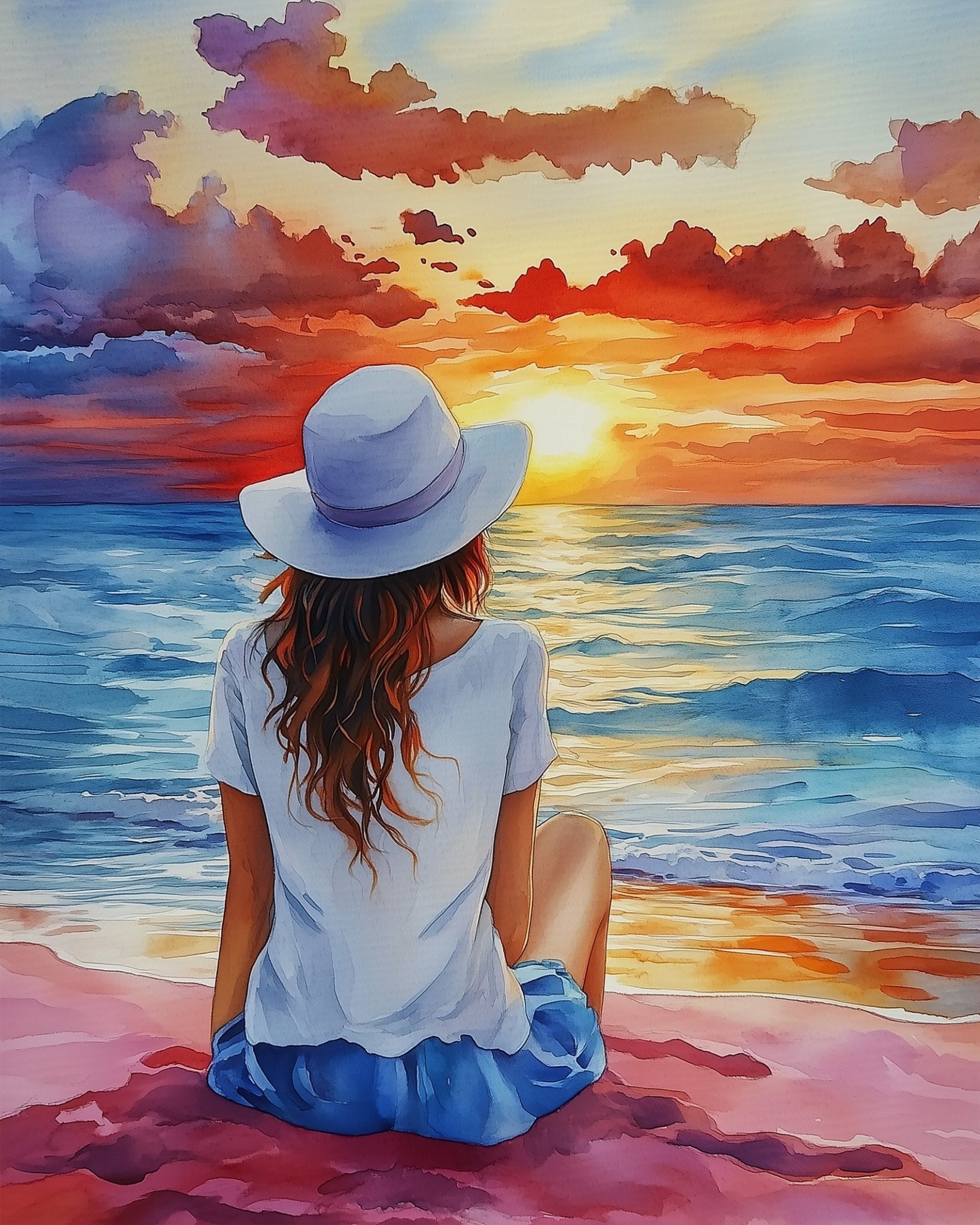 Sunset Serenity on the Beach - Summer - BestPaintByNumbers - Paint by Numbers Custom Kit