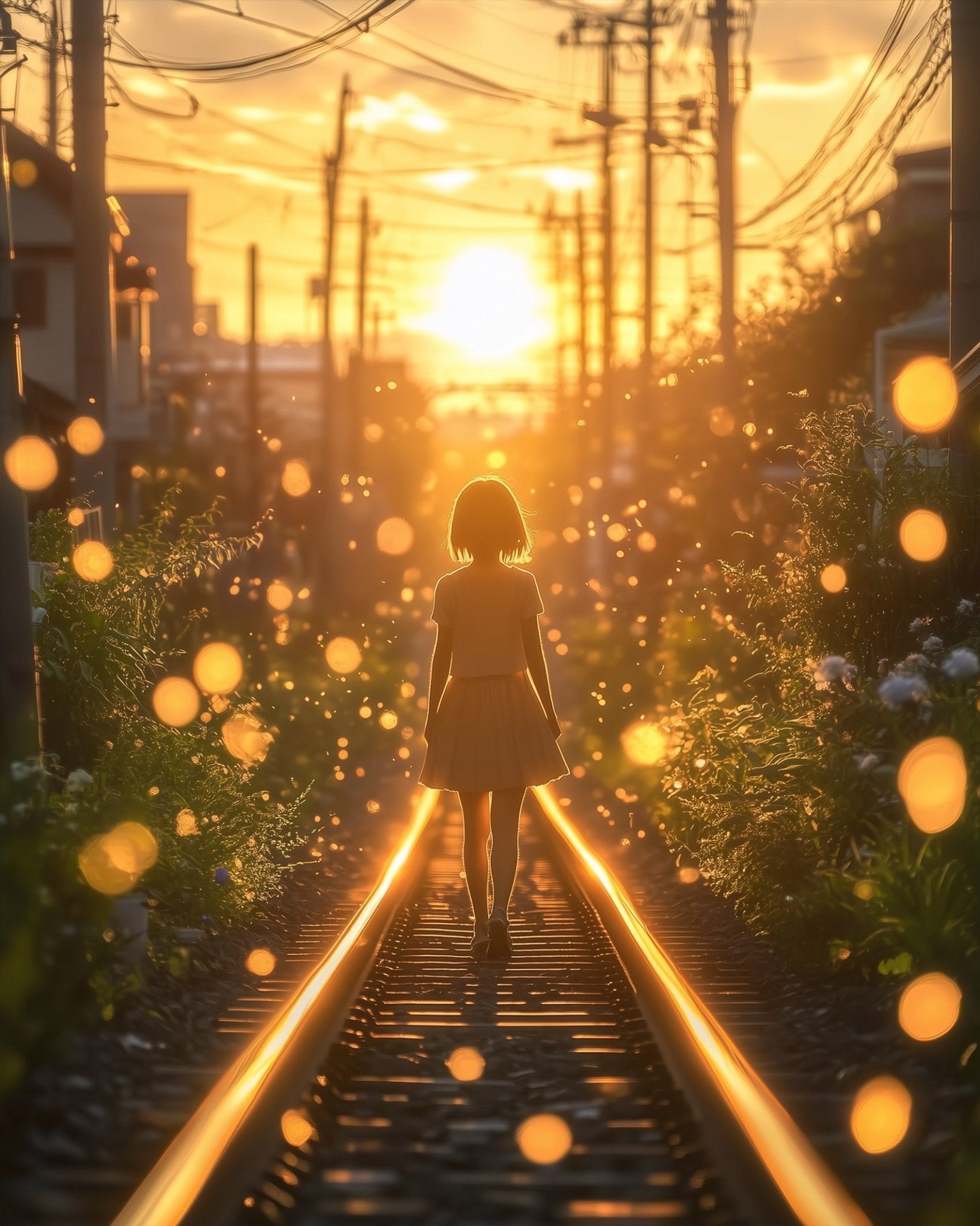 Sunset Stroll on Tracks - Lo - Fi - BestPaintByNumbers - Paint by Numbers Custom Kit