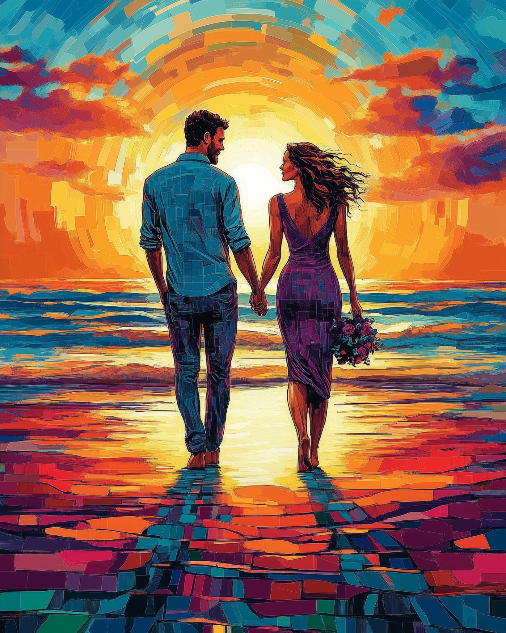 Sunset Stroll - Romance - BestPaintByNumbers - Paint by Numbers Custom Kit