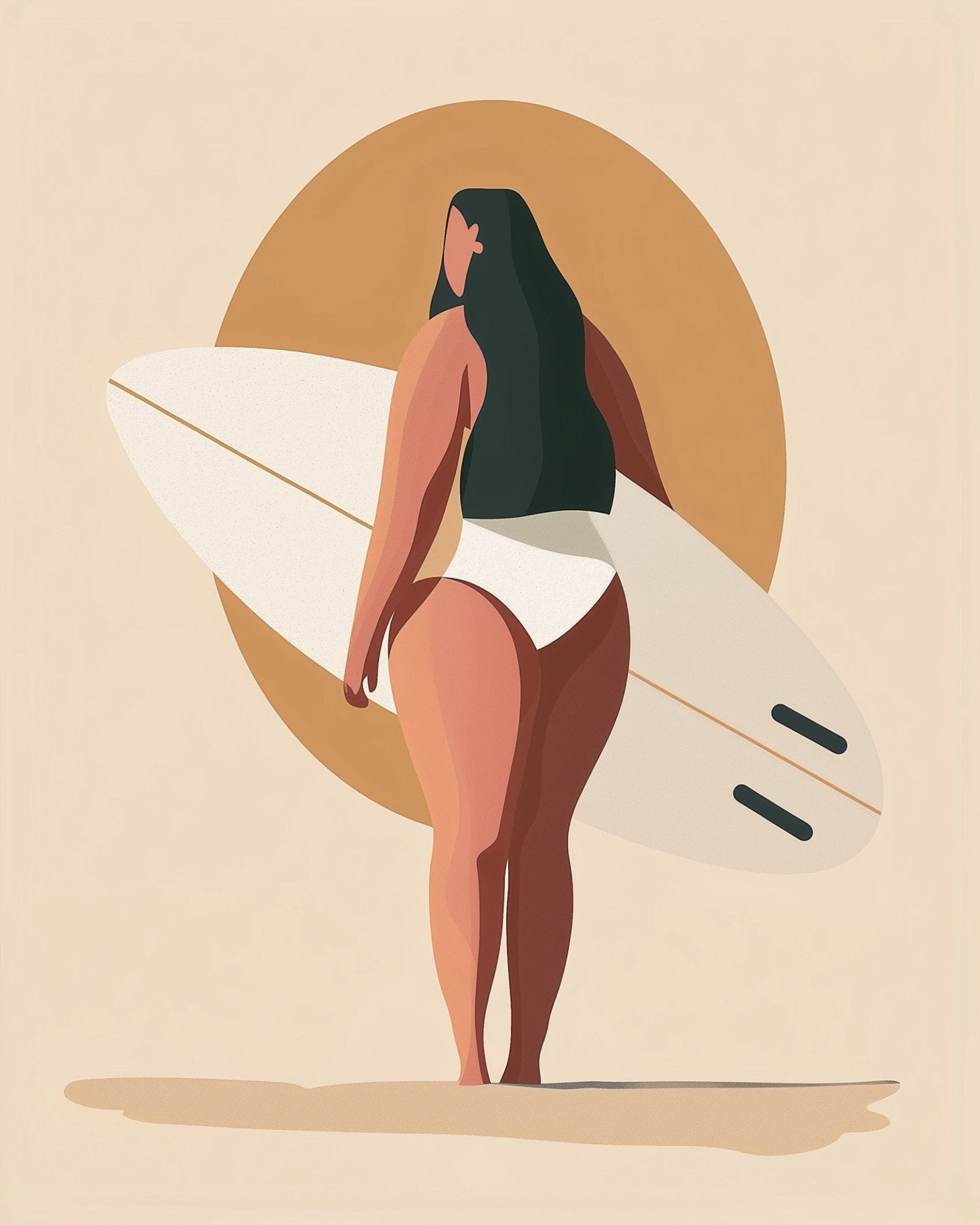 Surfer Silhouette - Minimalistic - BestPaintByNumbers - Paint by Numbers Custom Kit