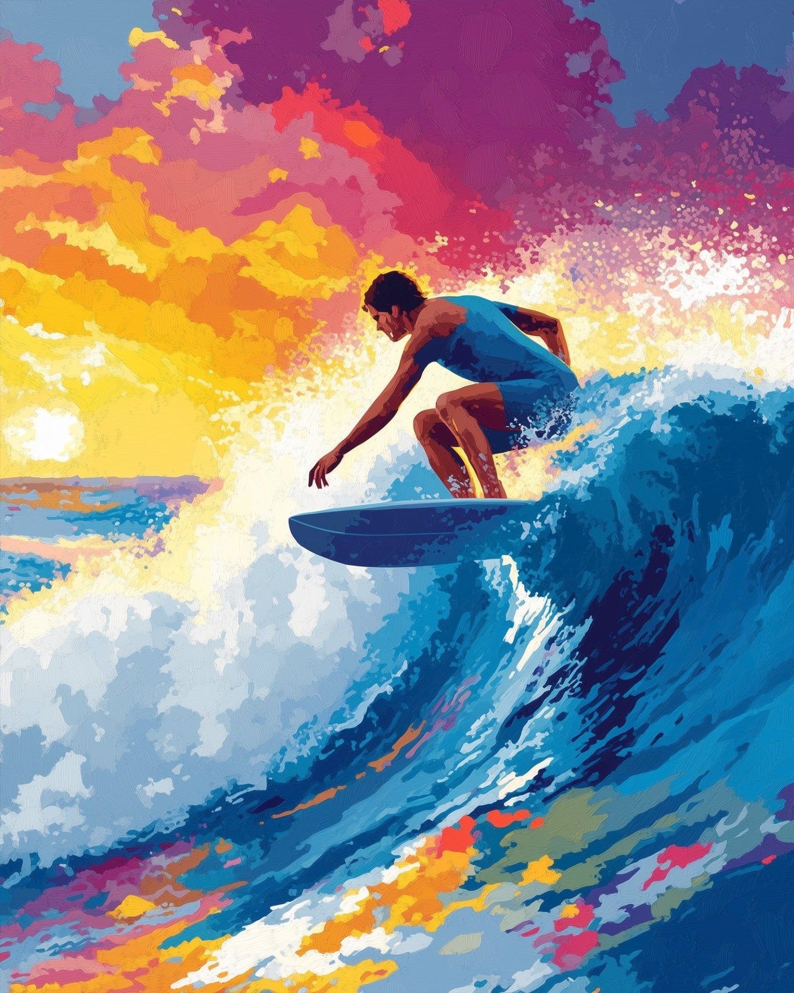 Surfing Sunset Adventure - Summer - BestPaintByNumbers - Paint by Numbers Custom Kit