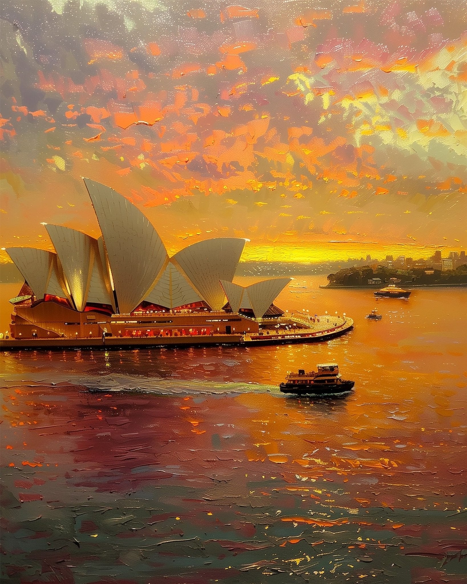 Fixed paint by numbers kit, 24 colors, 12x16in. Iconic Sydney skyline. Enjoy a calming and artistic experience.