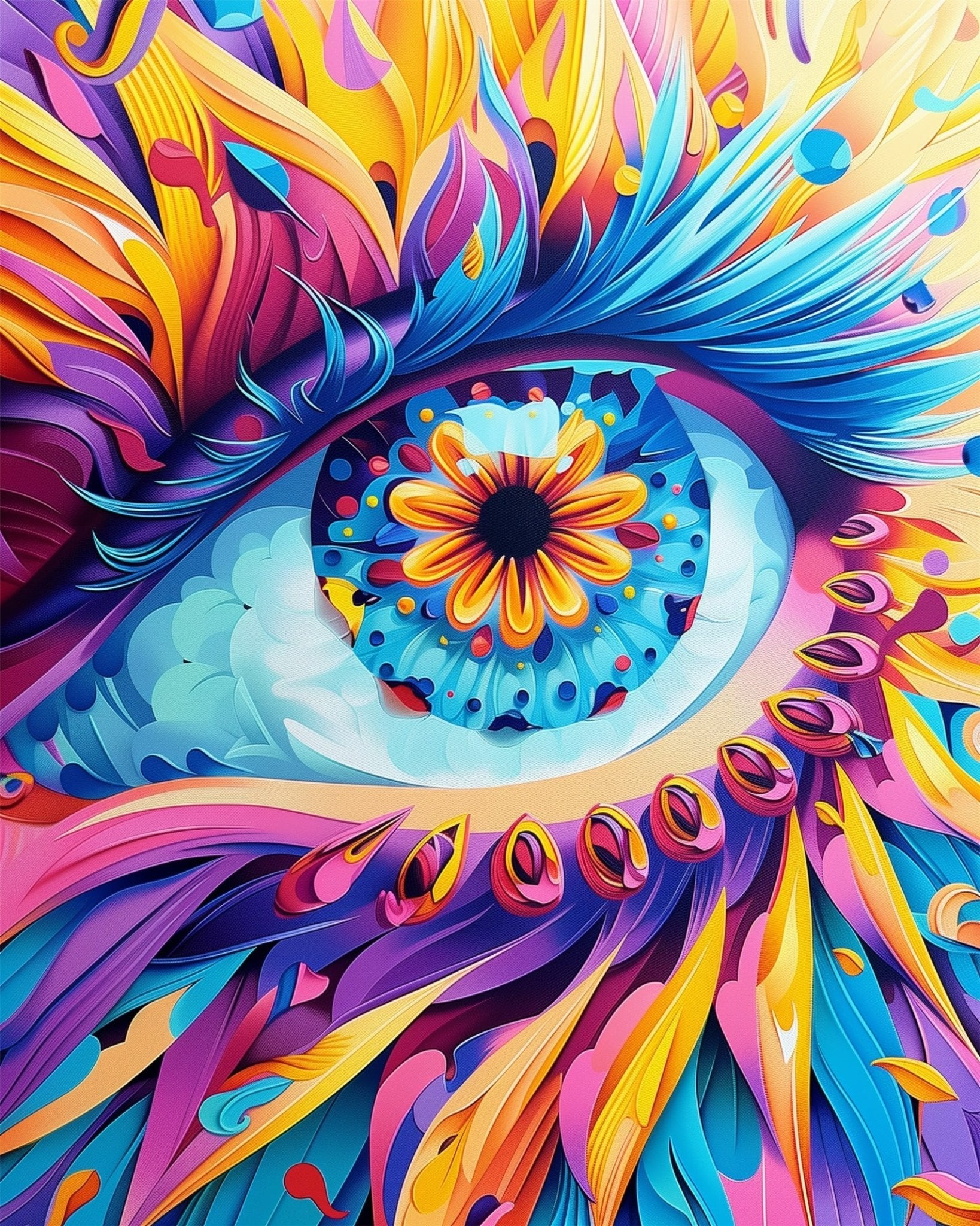 Fixed kit, 24 colors, 16x20in. Mesmerizing eye art with vibrant hues. Perfect for mindfulness practice. BestPaintByNumbers.