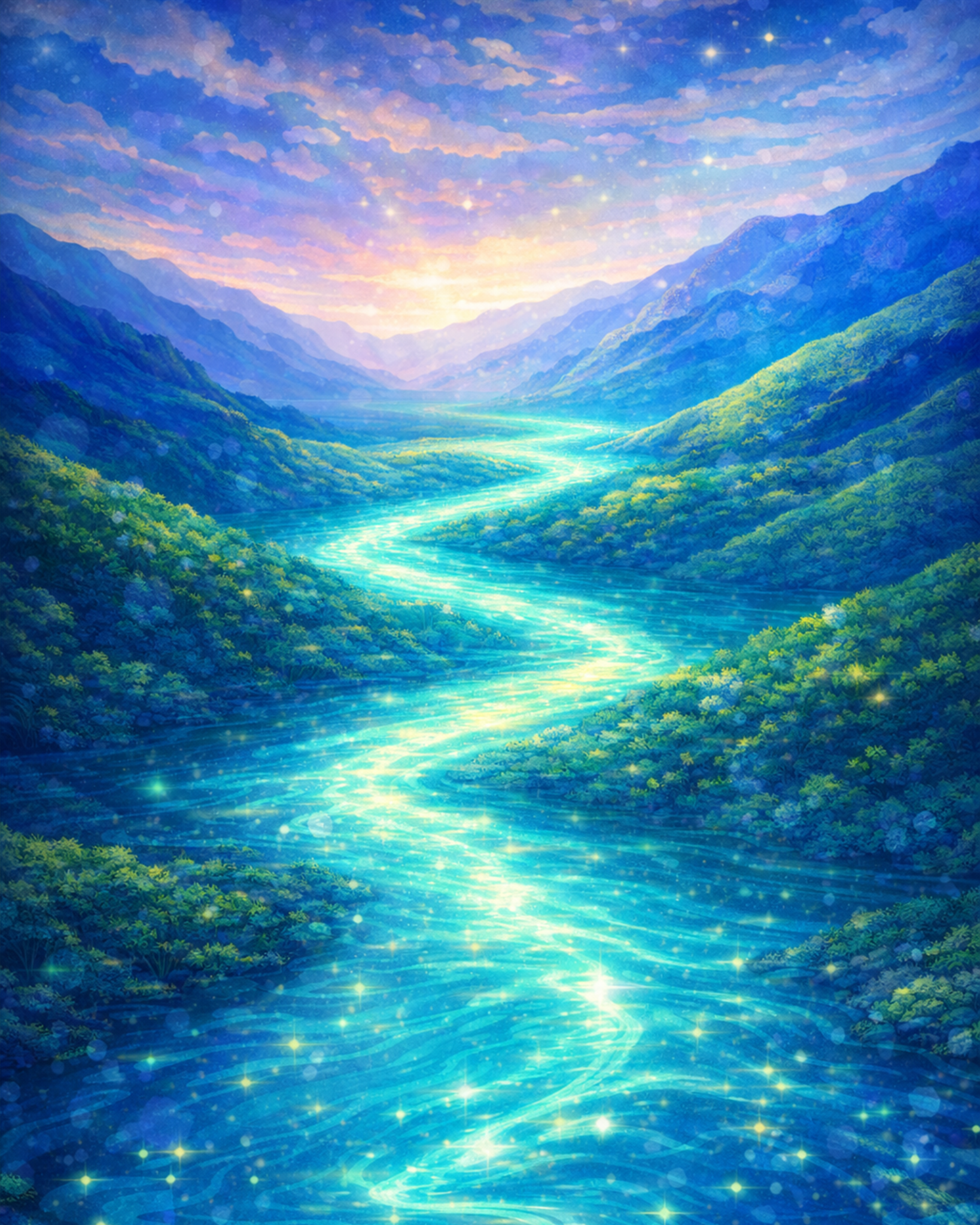 Tranquil River Glow - Meditation - BestPaintByNumbers - Paint by Numbers Custom Kit