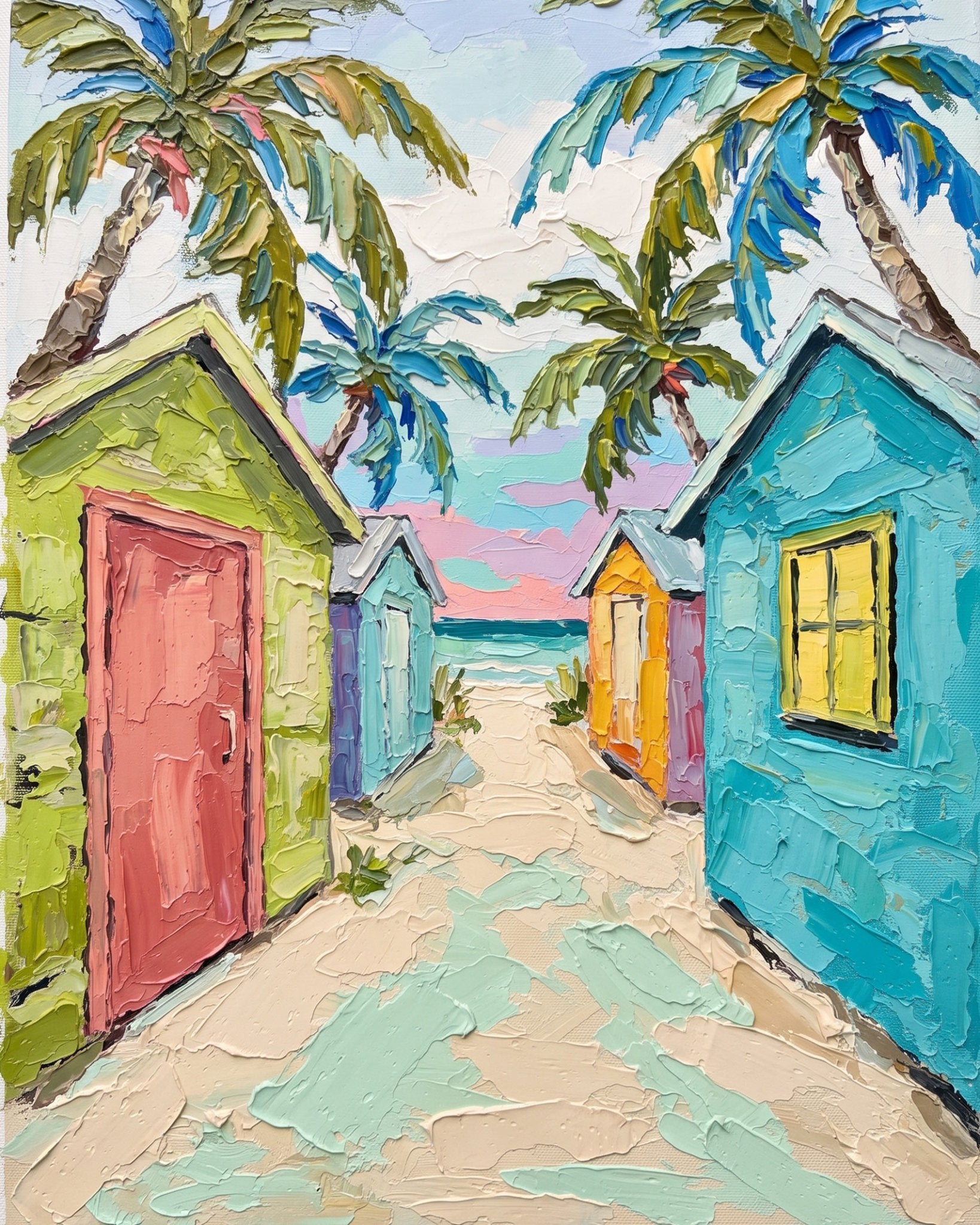 Tropical Beach Cabanas - Places - BestPaintByNumbers - Paint by Numbers Custom Kit