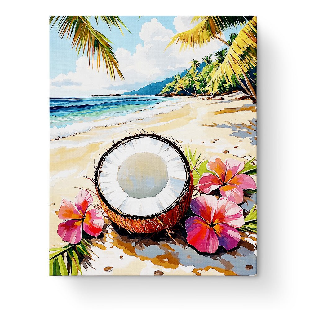 Tropical Beach with Coconut - Summer - BestPaintByNumbers - Paint by Numbers Custom Kit