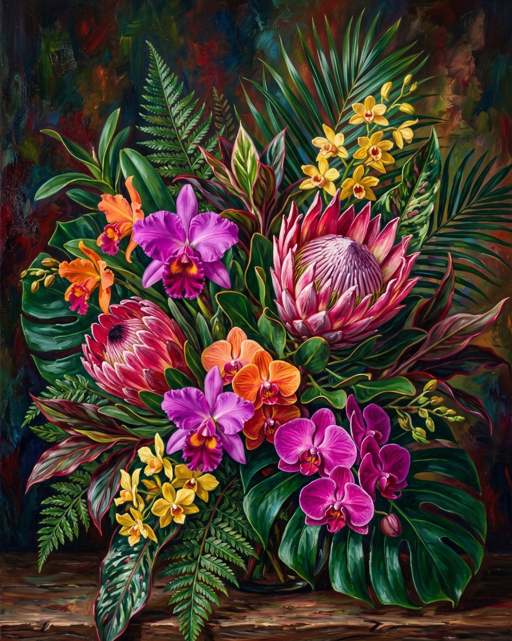 Tropical Blossom Bouquet - Flowers - BestPaintByNumbers - Paint by Numbers Custom Kit