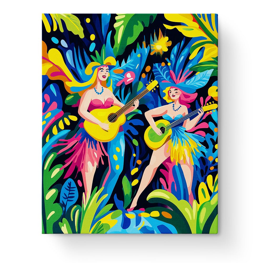 Tropical Guitarists in Paradise - Festival of the world - BestPaintByNumbers - Paint by Numbers Custom Kit