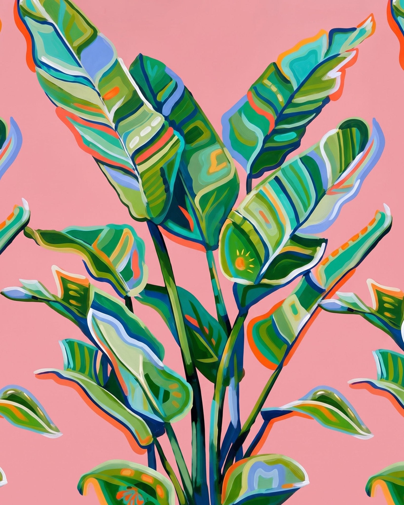 Tropical Leaves Bliss - Flowers - BestPaintByNumbers - Paint by Numbers Custom Kit