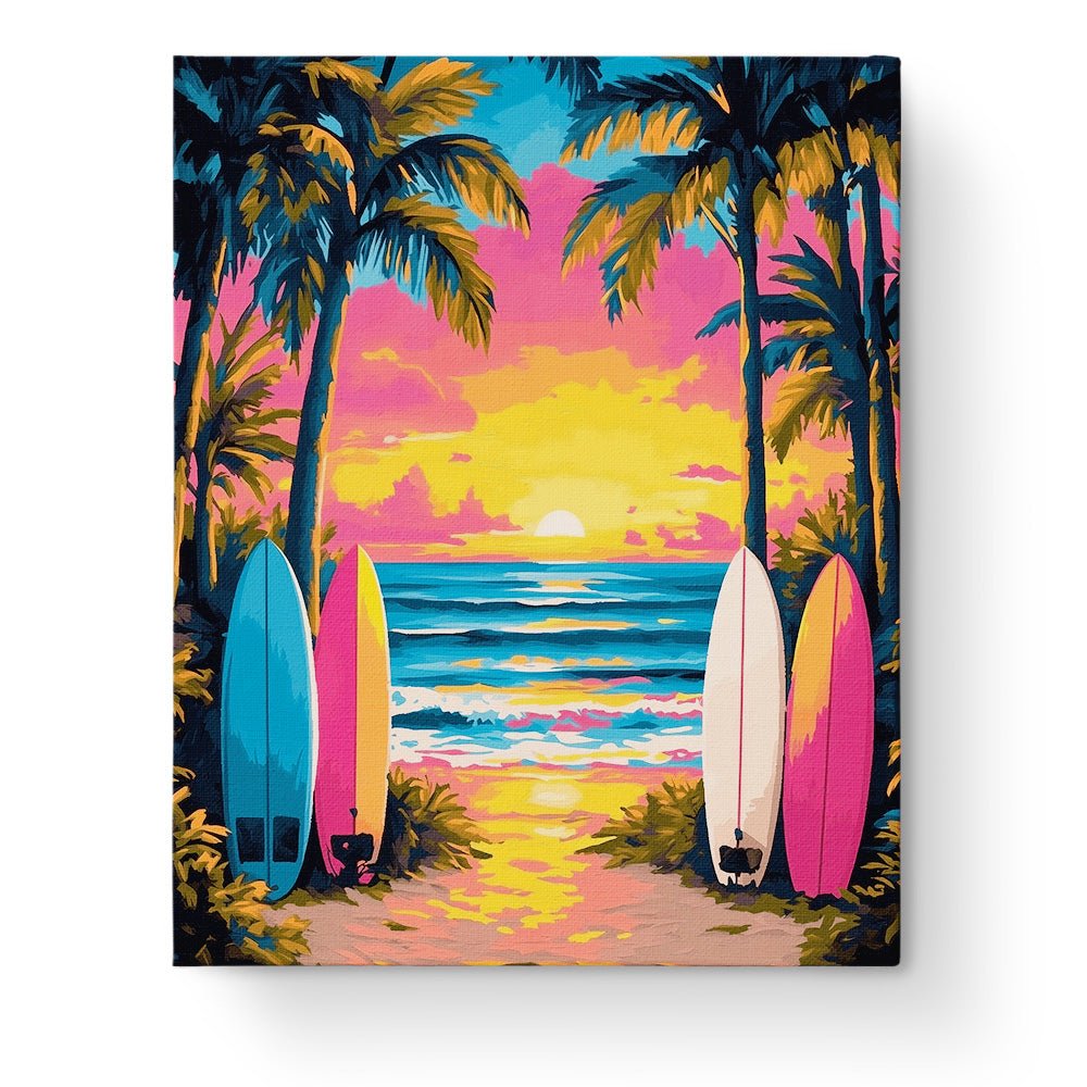 Tropical Sunset Surf - Summer - BestPaintByNumbers - Paint by Numbers Custom Kit