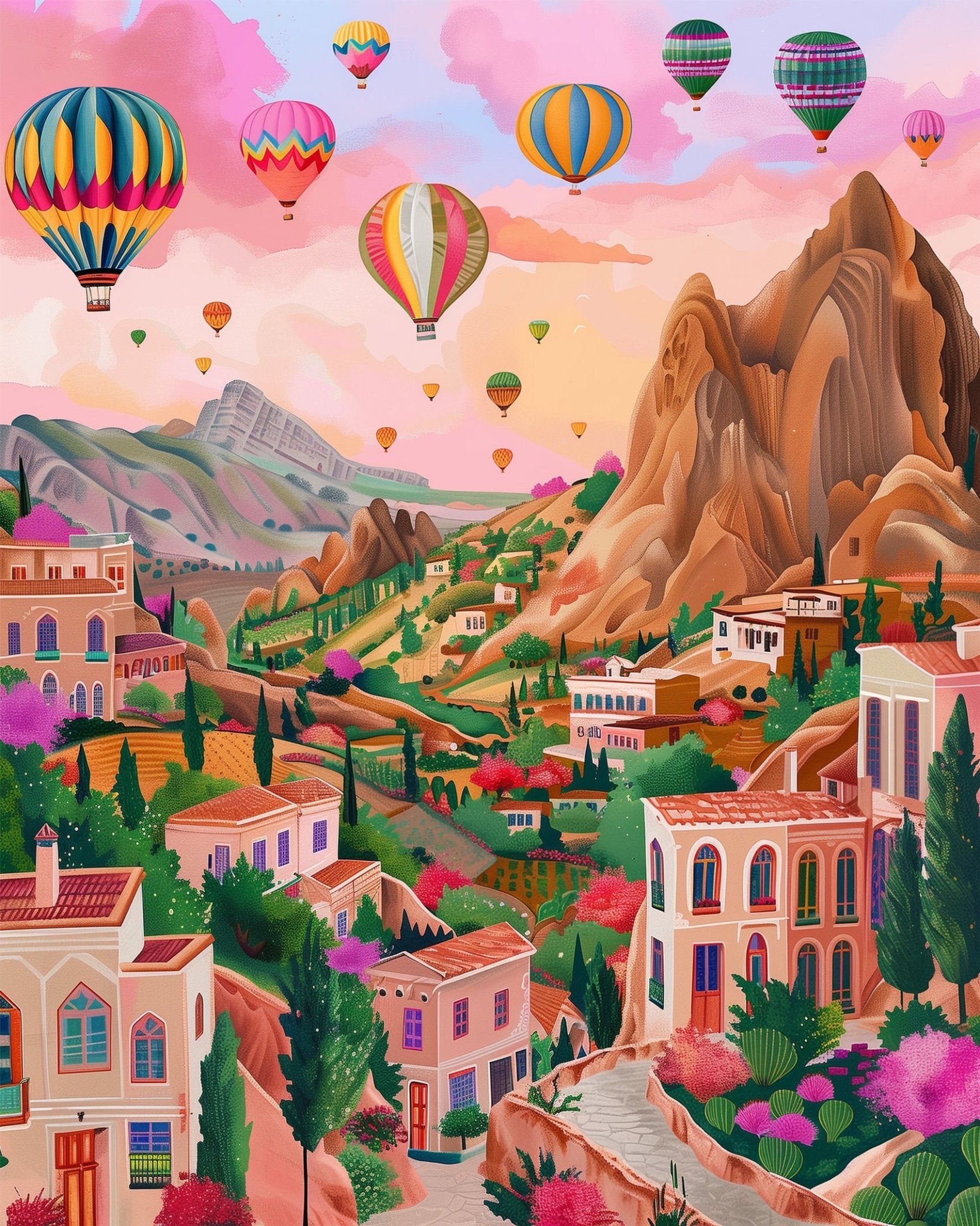 BestPaintByNumbers fixed kit: 24-color vibrant Turkish landscape. Perfect for relaxation and artistic inspiration.