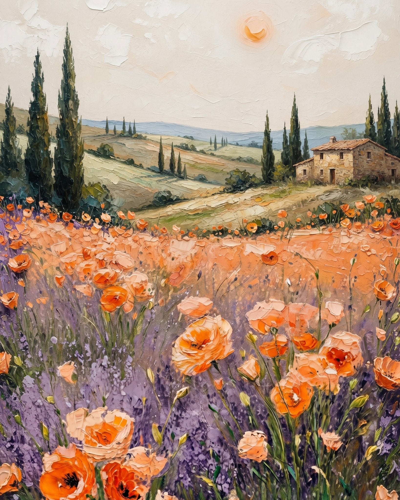 Tuscan Poppies and Lavender - Flowers - BestPaintByNumbers - Paint by Numbers Custom Kit