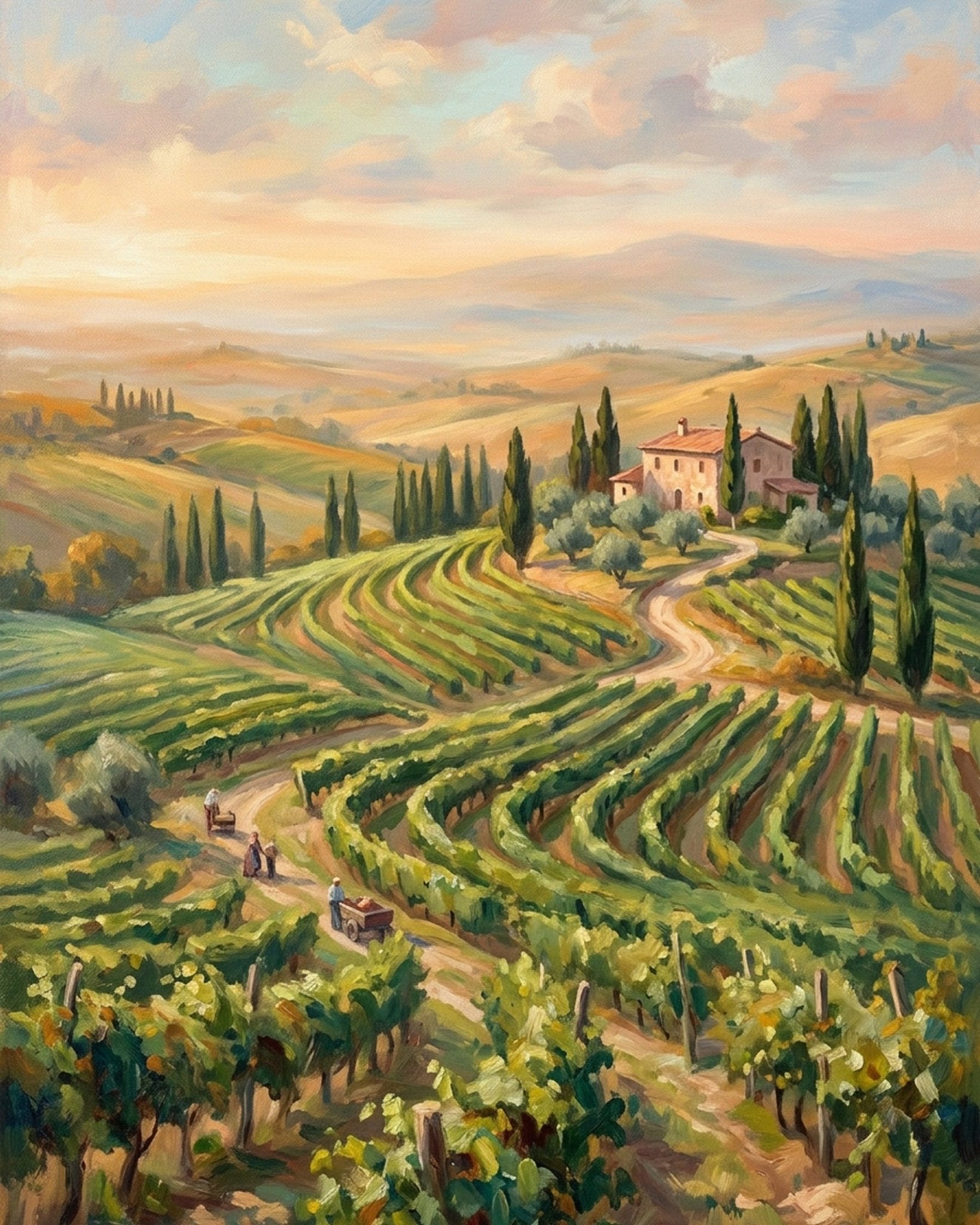 Tuscan Vineyard Serenity - Places - BestPaintByNumbers - Paint by Numbers Custom Kit