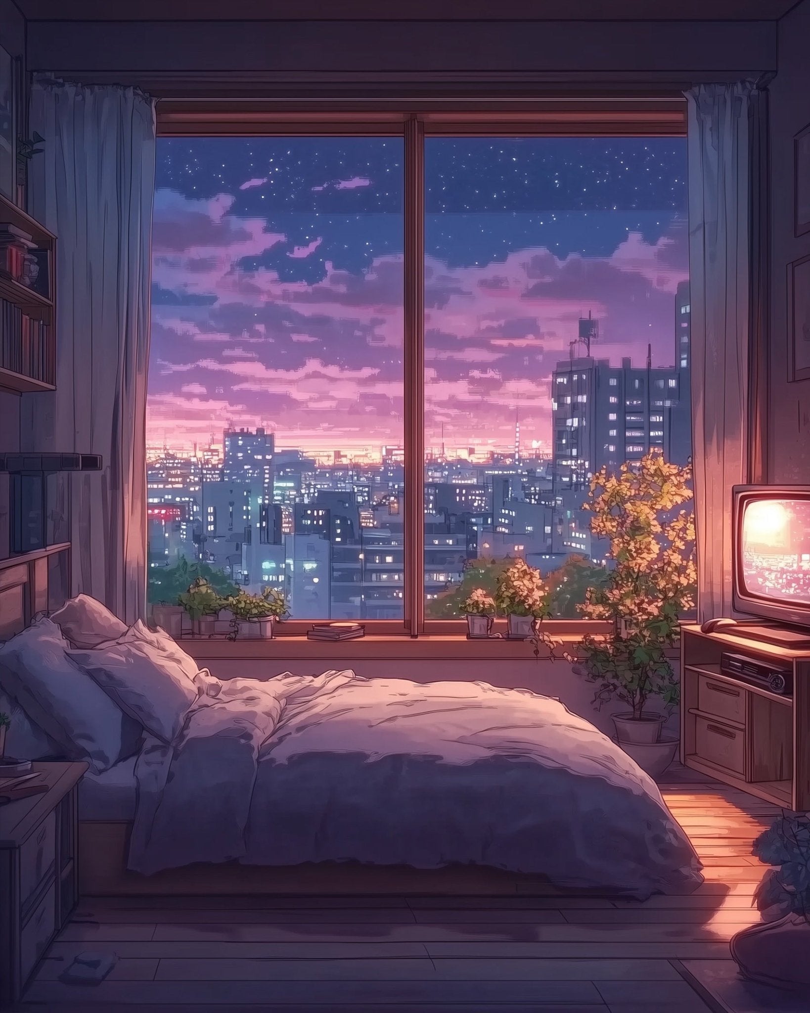Urban Evening Escape - Lo - Fi - BestPaintByNumbers - Paint by Numbers Custom Kit