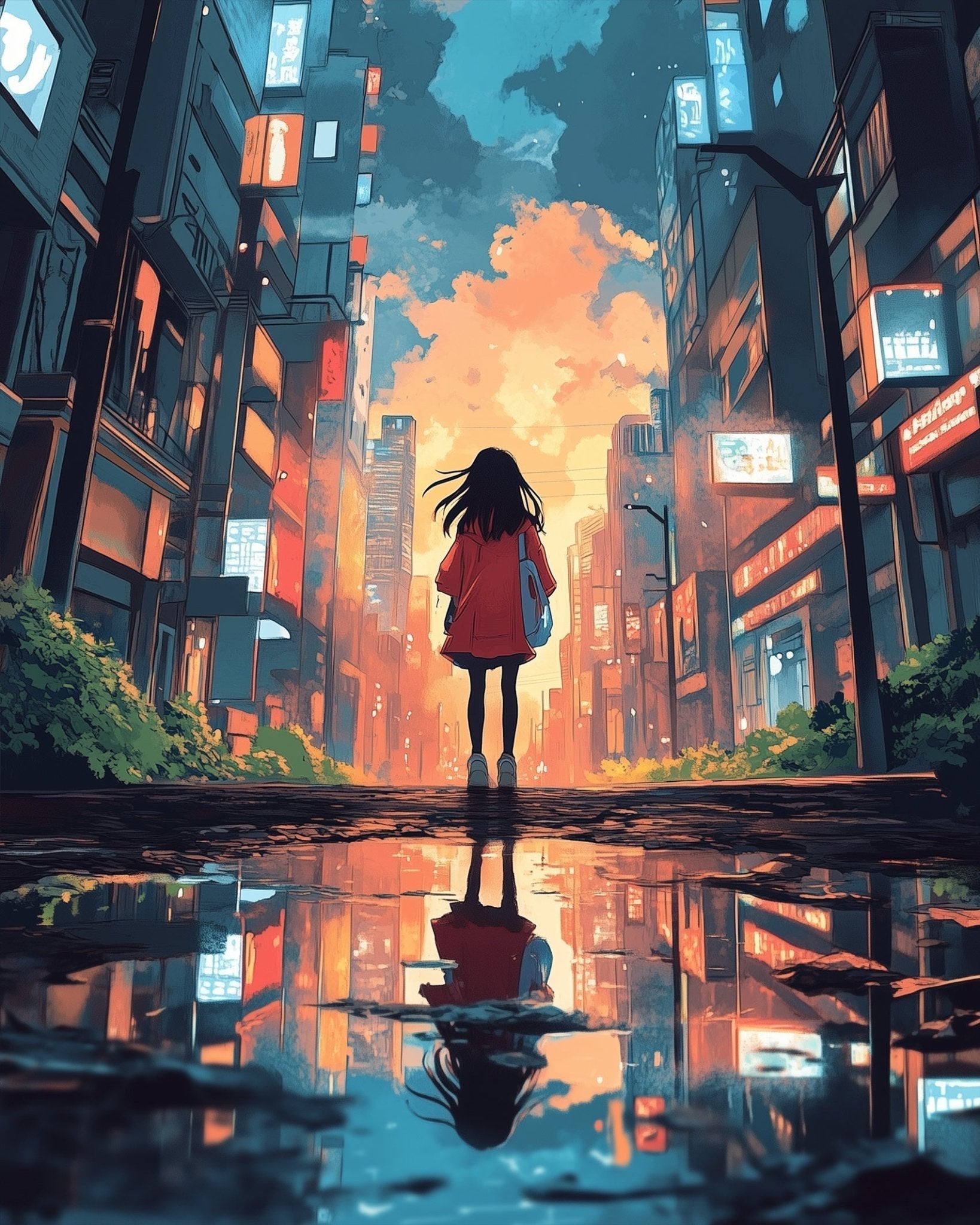 Urban Reflection Sunset - Lo - Fi - BestPaintByNumbers - Paint by Numbers Custom Kit