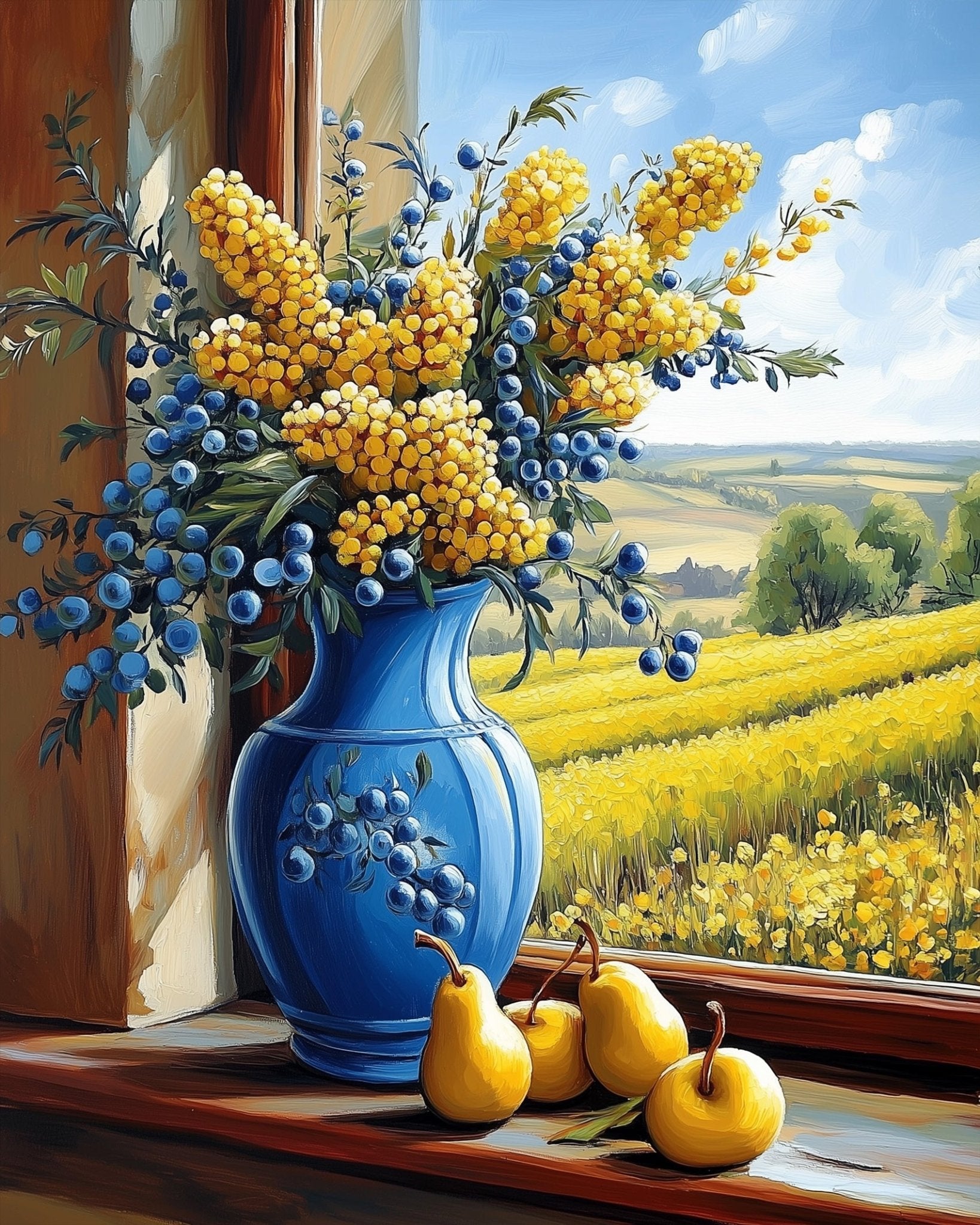 Vase with Pears and Blossoms - Still Life - BestPaintByNumbers - Paint by Numbers Custom Kit