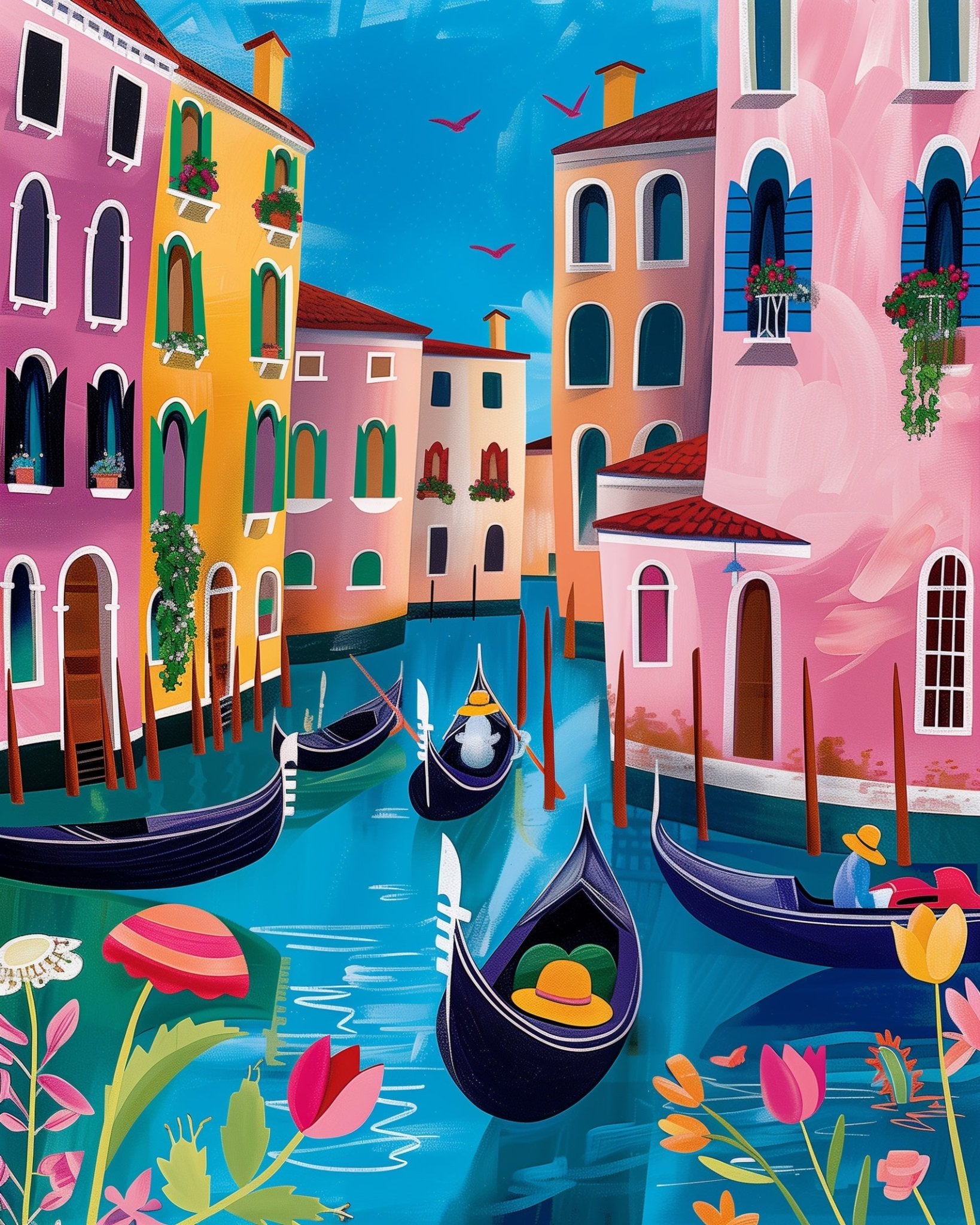 Fixed kit, 24 colors, 12x16in. Paint Venice in vibrant hues. Enhances creativity and tranquility.