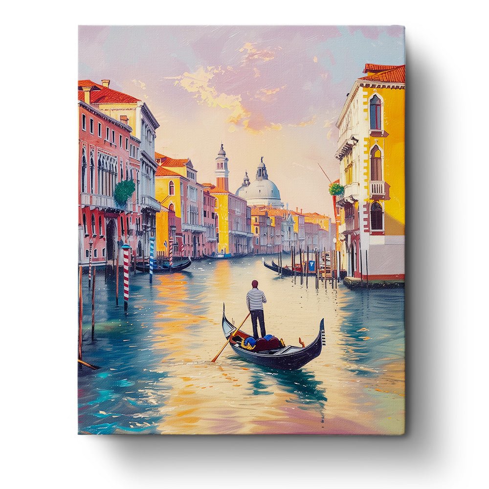 Fixed kit, 24 colors, 16x20in. Beautiful Venetian canal scene. A relaxing artistic journey with BestPaintByNumbers.