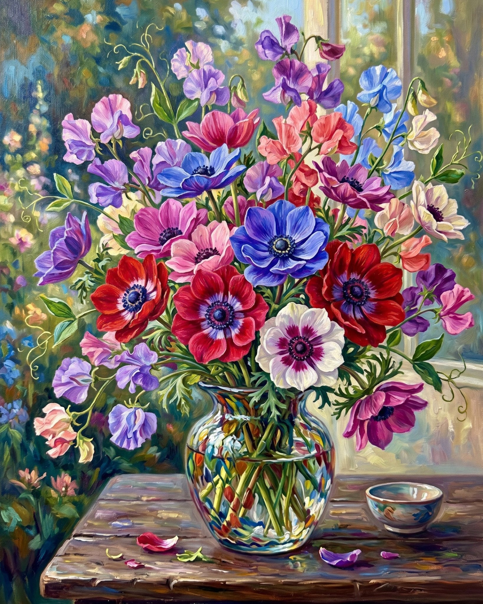 Vibrant Anemone Bouquet - Flowers - BestPaintByNumbers - Paint by Numbers Custom Kit