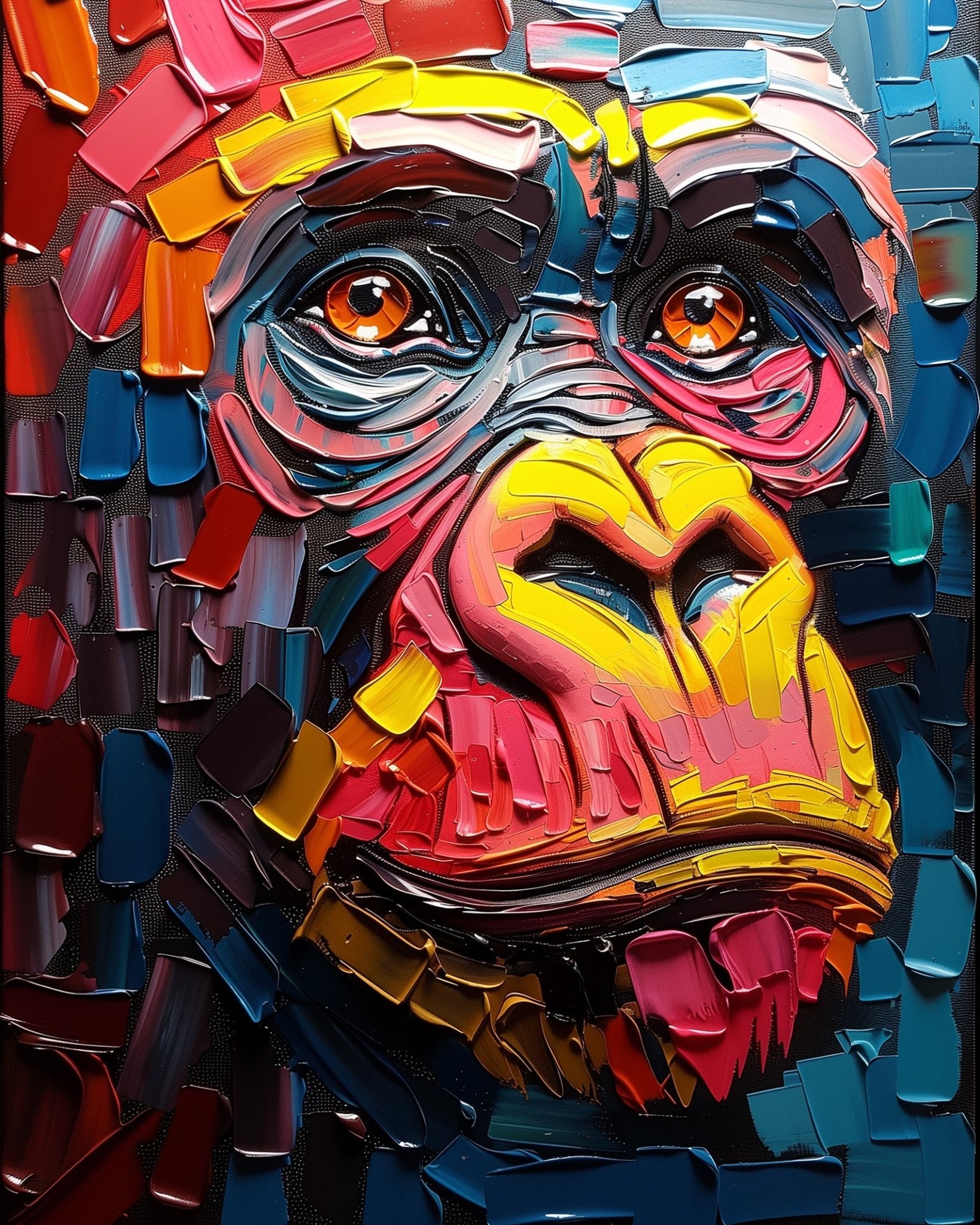 24-color fixed kit. Expressive ape portrait art. Perfect for relaxation and creative meditation.