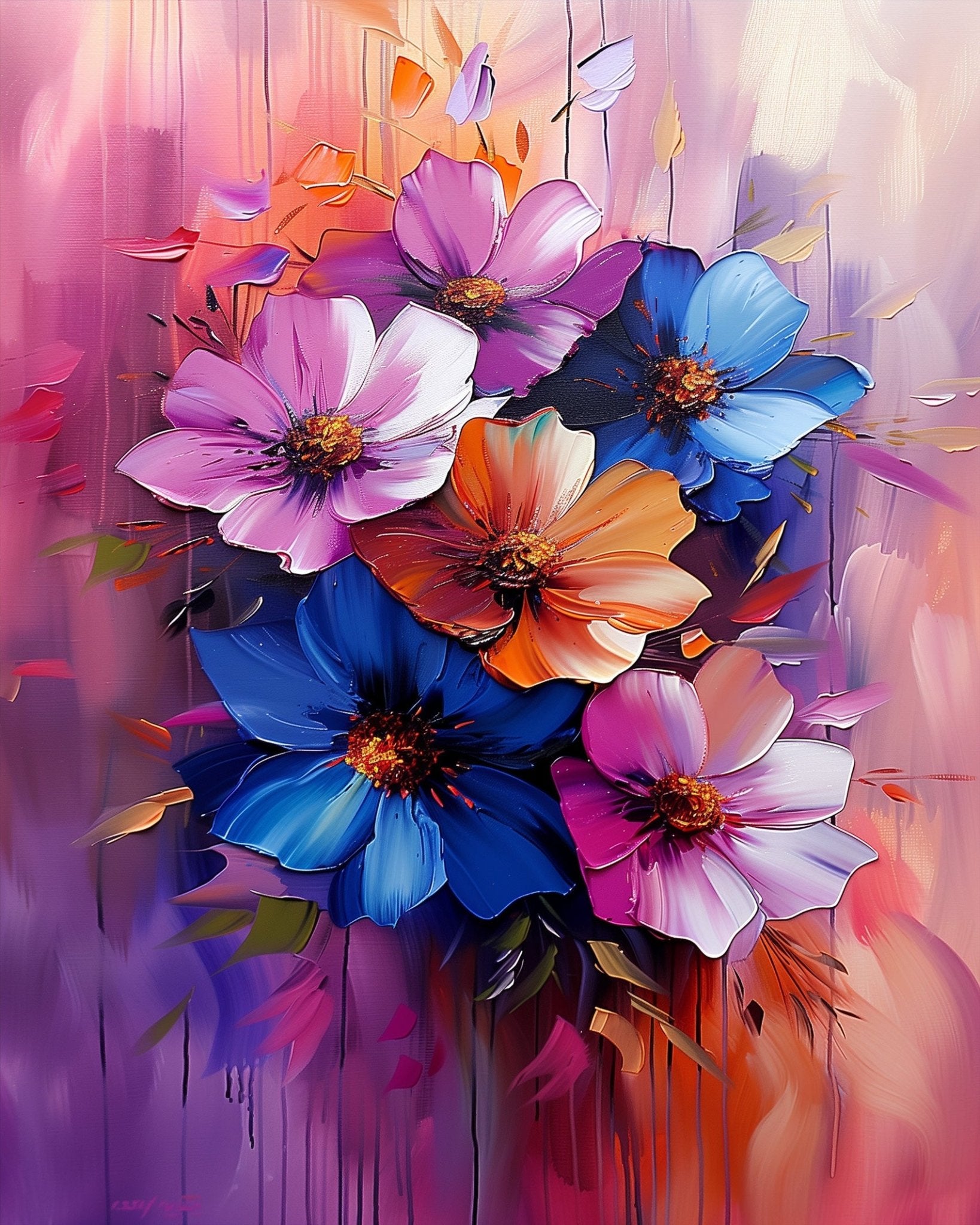 Fixed kit, 24 colors, 12x16in. Intricate flower design with vibrant hues for a calming, creative activity. BestPaintByNumbers.