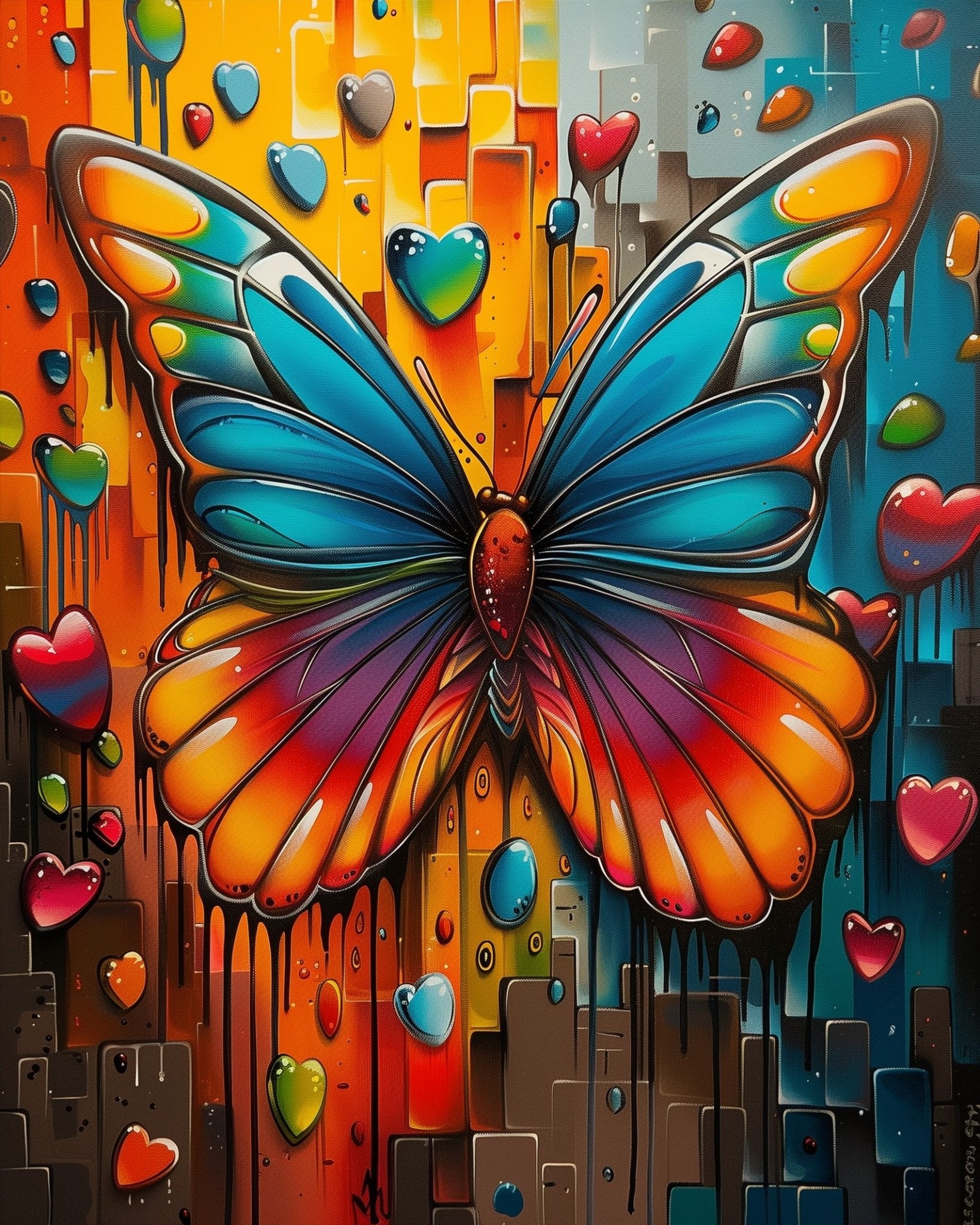 Fixed kit, 24 colors, 12x16in. Vibrant butterfly art. Mindful painting for relaxation and joy.