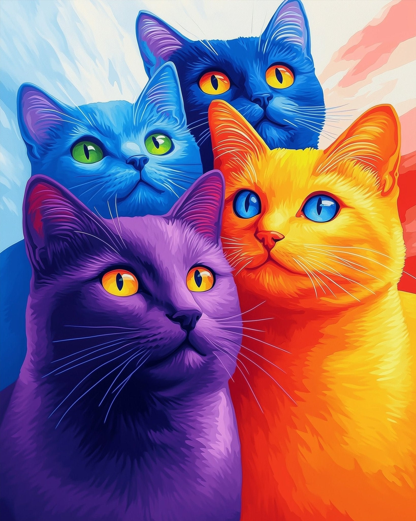 Vibrant Cats Collage - Animals - BestPaintByNumbers - Paint by Numbers Custom Kit