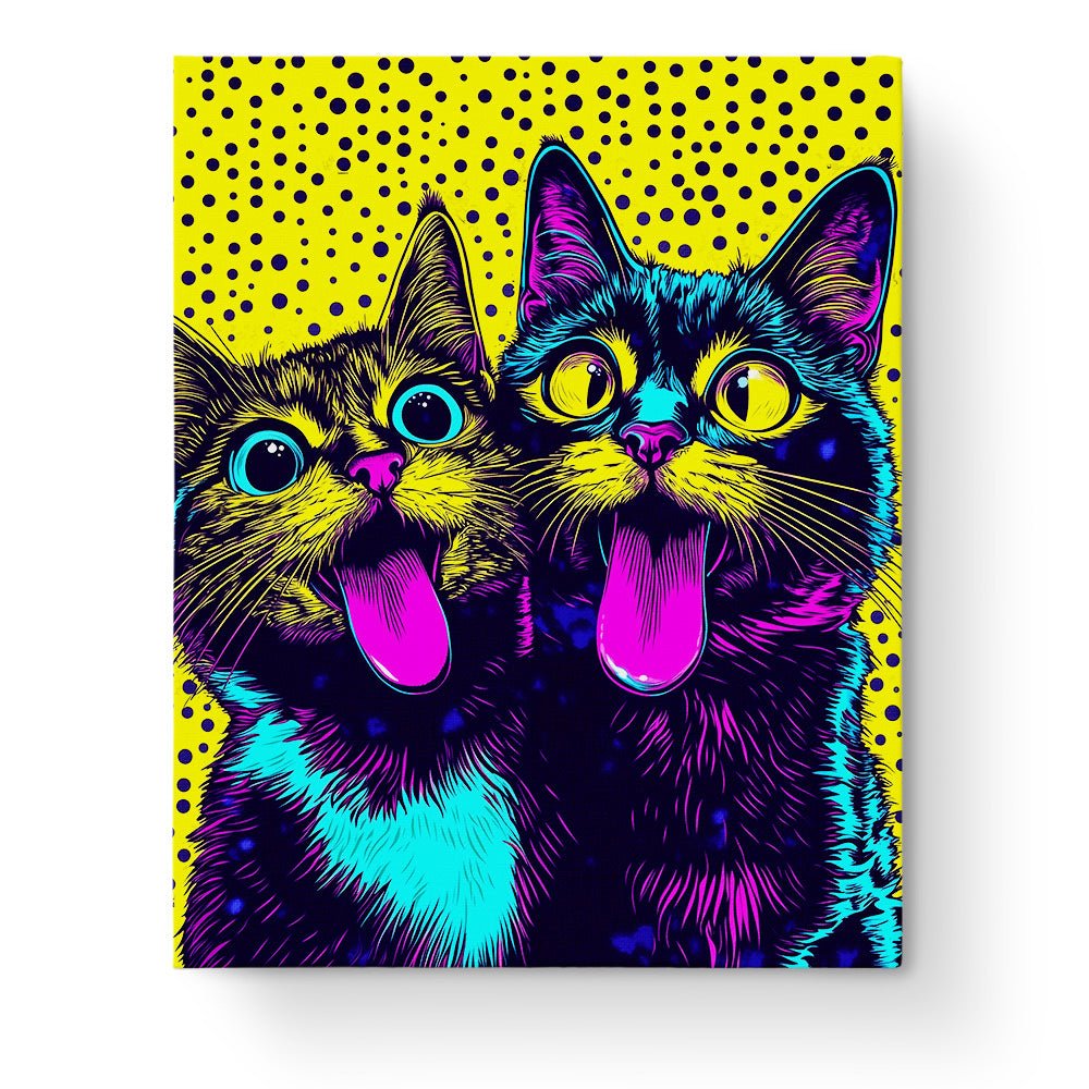 Vibrant Cats with Bold Colors - Pop Art - BestPaintByNumbers - Paint by Numbers Custom Kit