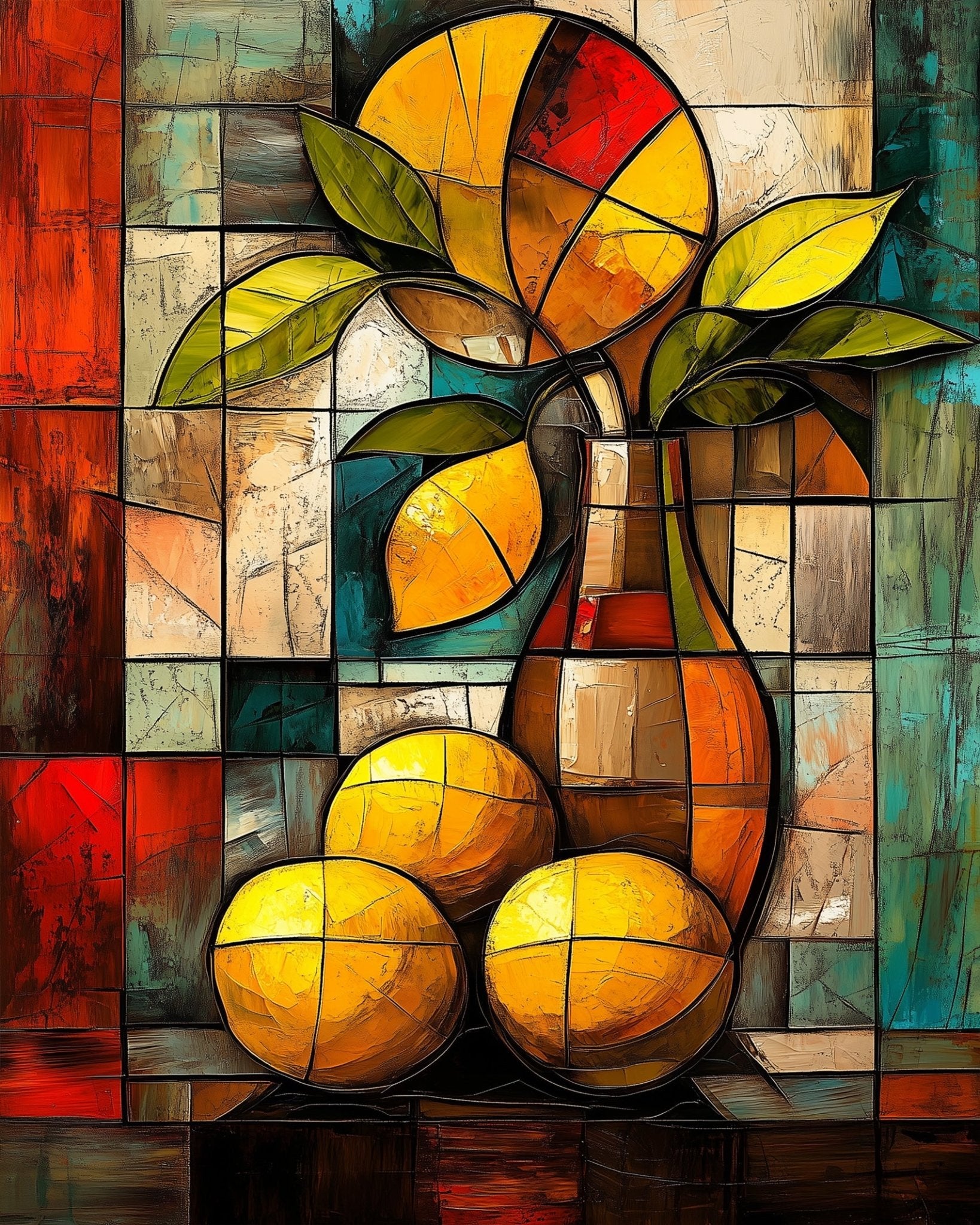 Vibrant Citrus Mosaic - Still Life - BestPaintByNumbers - Paint by Numbers Custom Kit
