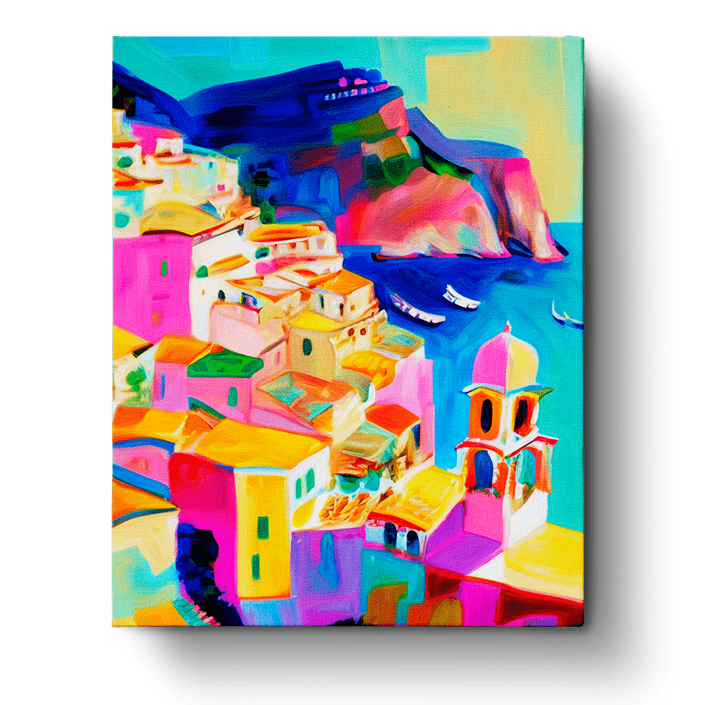 Vibrant Coastal Village - Sea Landscape - BestPaintByNumbers - Paint by Numbers Custom Kit