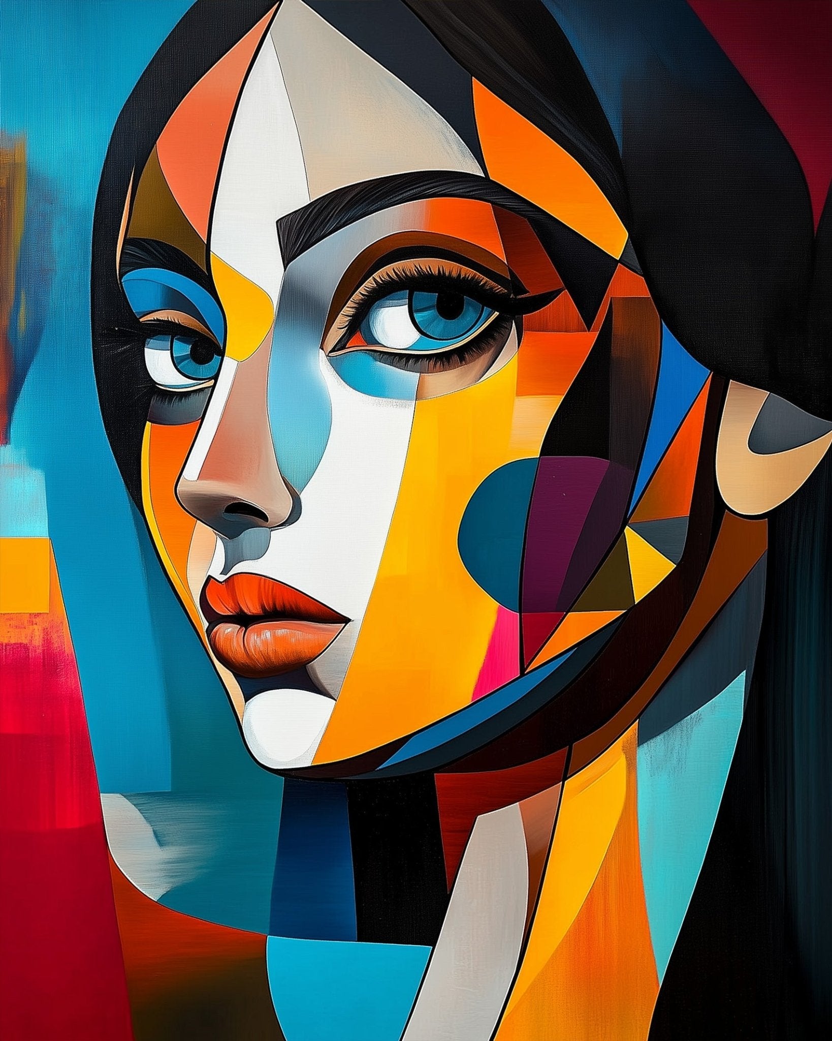 Vibrant Cubist Portrait - Cubism - BestPaintByNumbers - Paint by Numbers Custom Kit