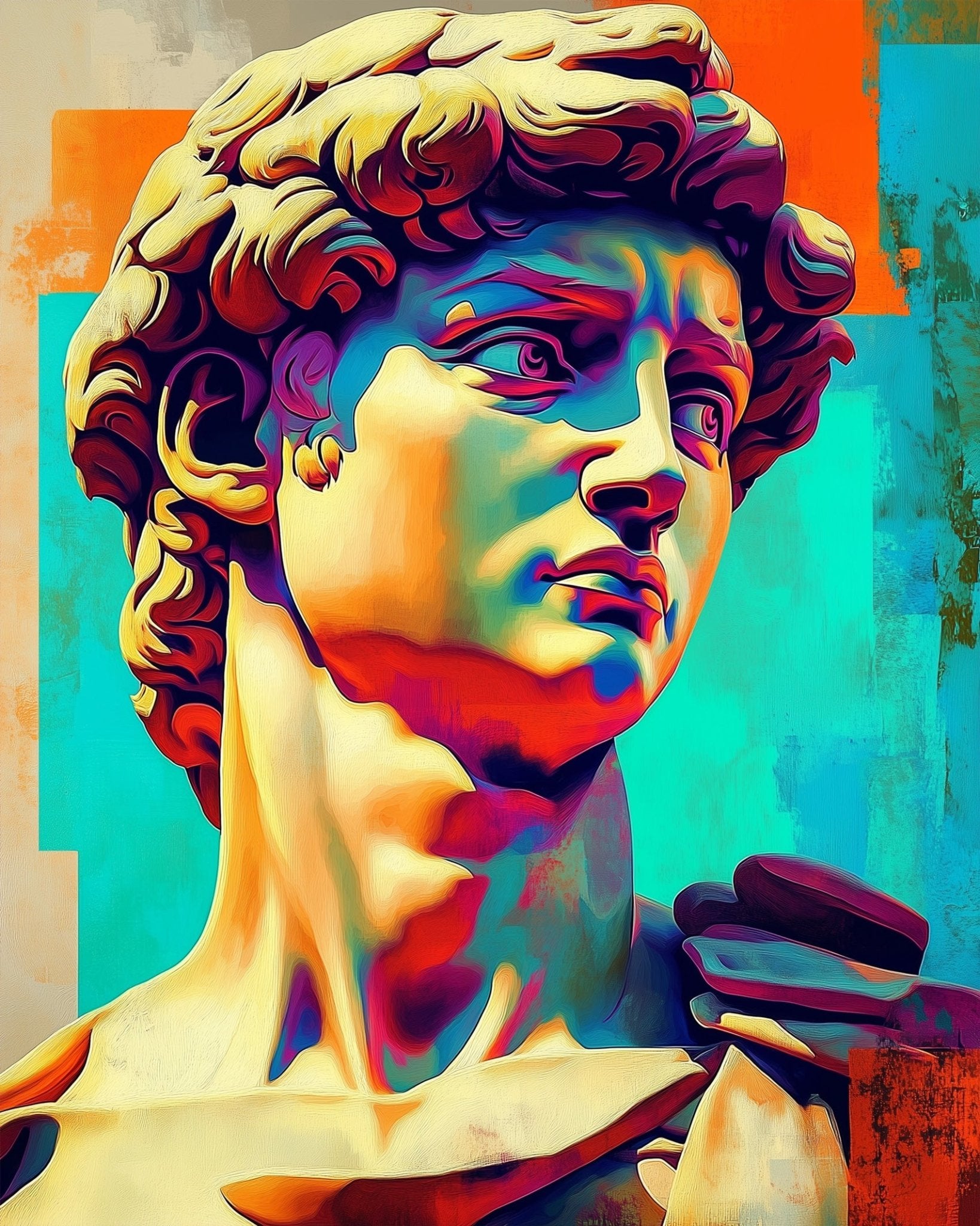 Vibrant David Sculpture - Pop Art - BestPaintByNumbers - Paint by Numbers Custom Kit