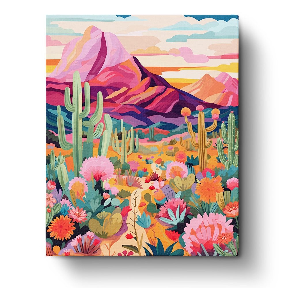 Vibrant Desert Blooms - Landscape - BestPaintByNumbers - Paint by Numbers Custom Kit