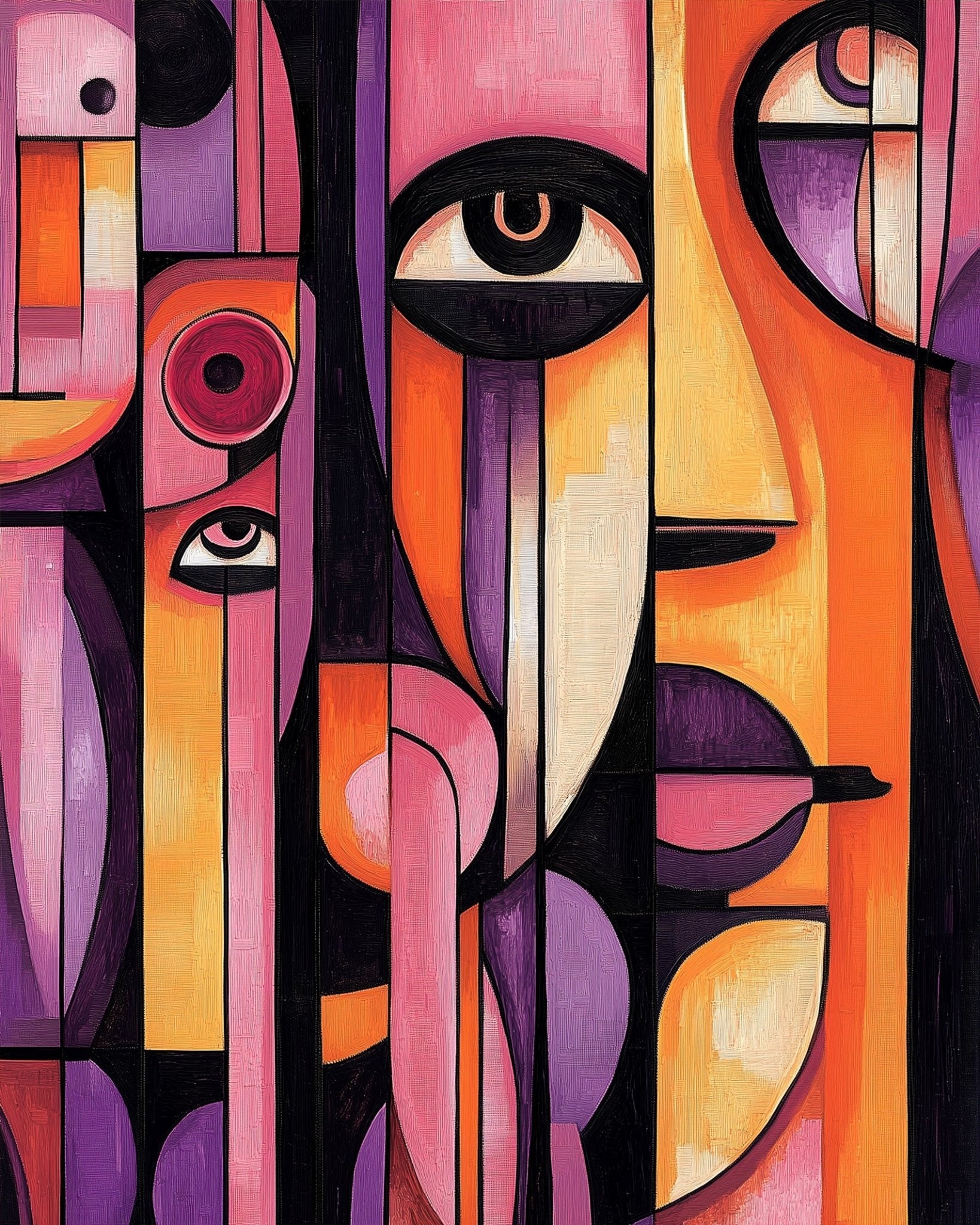 Vibrant Faces Abstraction - Cubism - BestPaintByNumbers - Paint by Numbers Custom Kit
