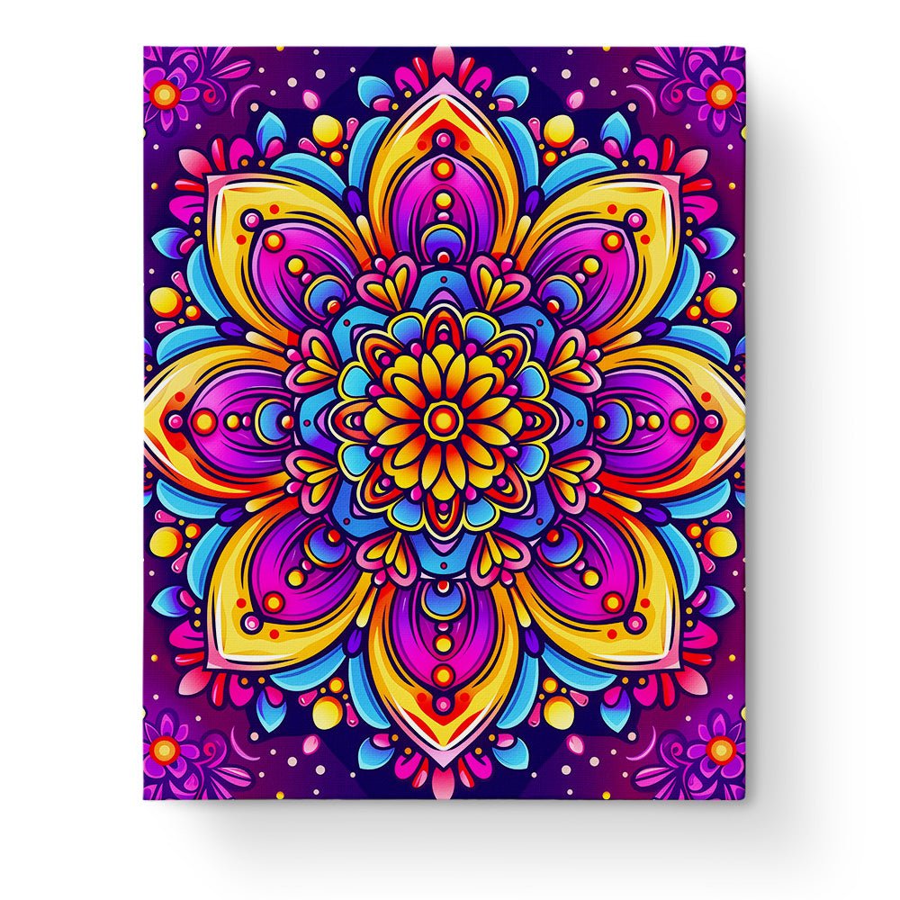 Fixed paint by numbers kit, 24 colors, 16x20in. Intricate mandala in vibrant hues. Stress-relieving mindfulness art.