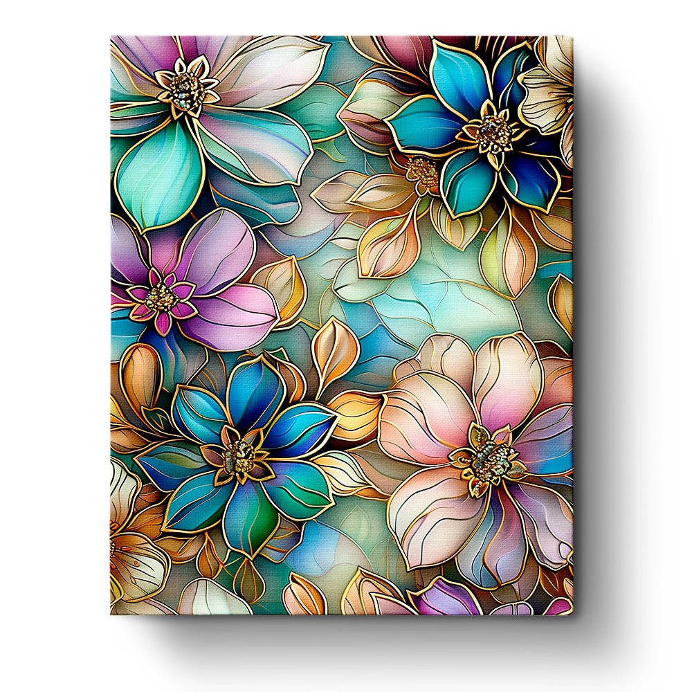 Fixed kit, 24 colors, 16x20in. Intricate floral design. Promotes relaxation and creativity. BestPaintByNumbers.