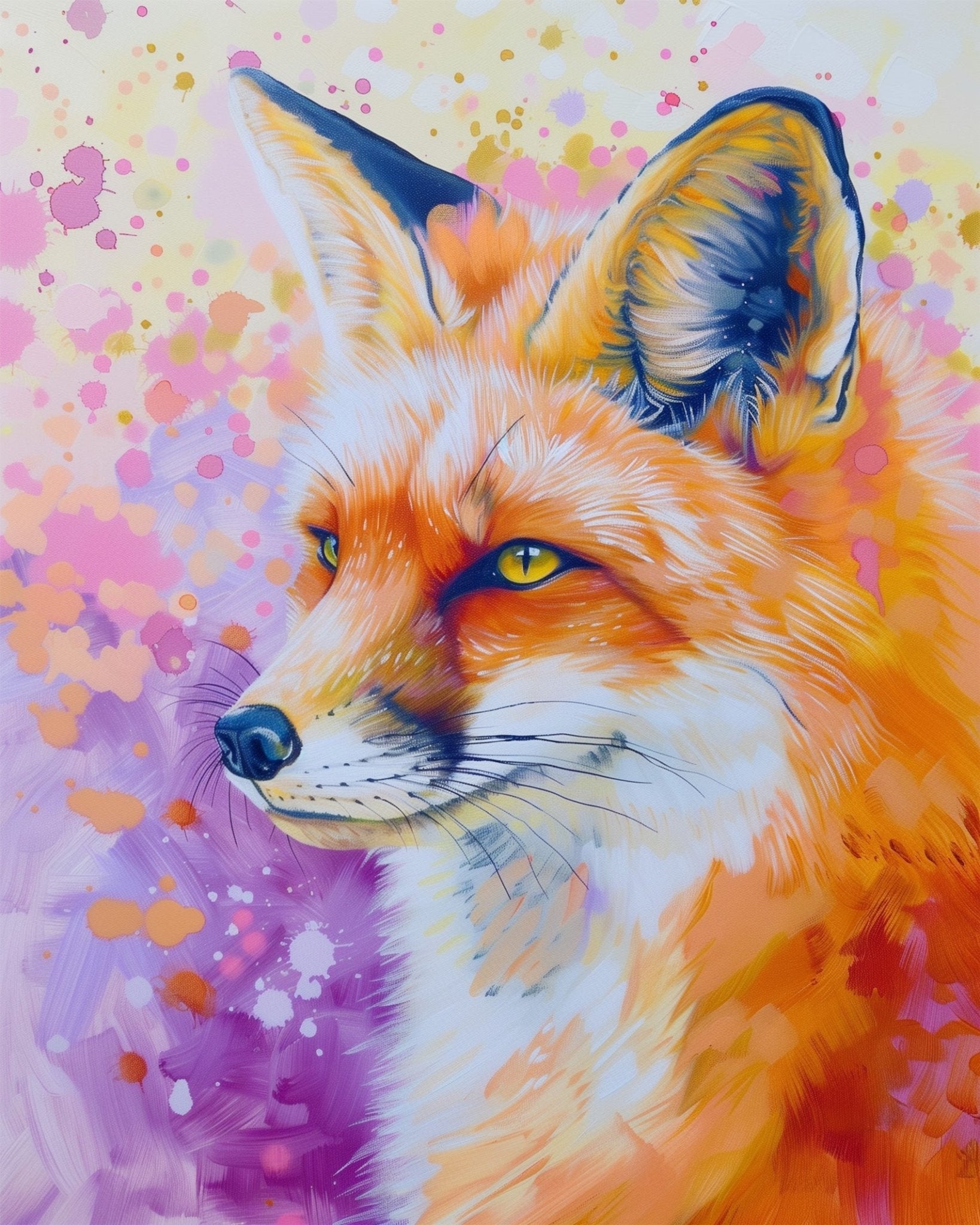 Fixed paint-by-number kit, 24 colors, 12x16in. Stunning fox in abstract style. Ideal for stress relief and creative joy.