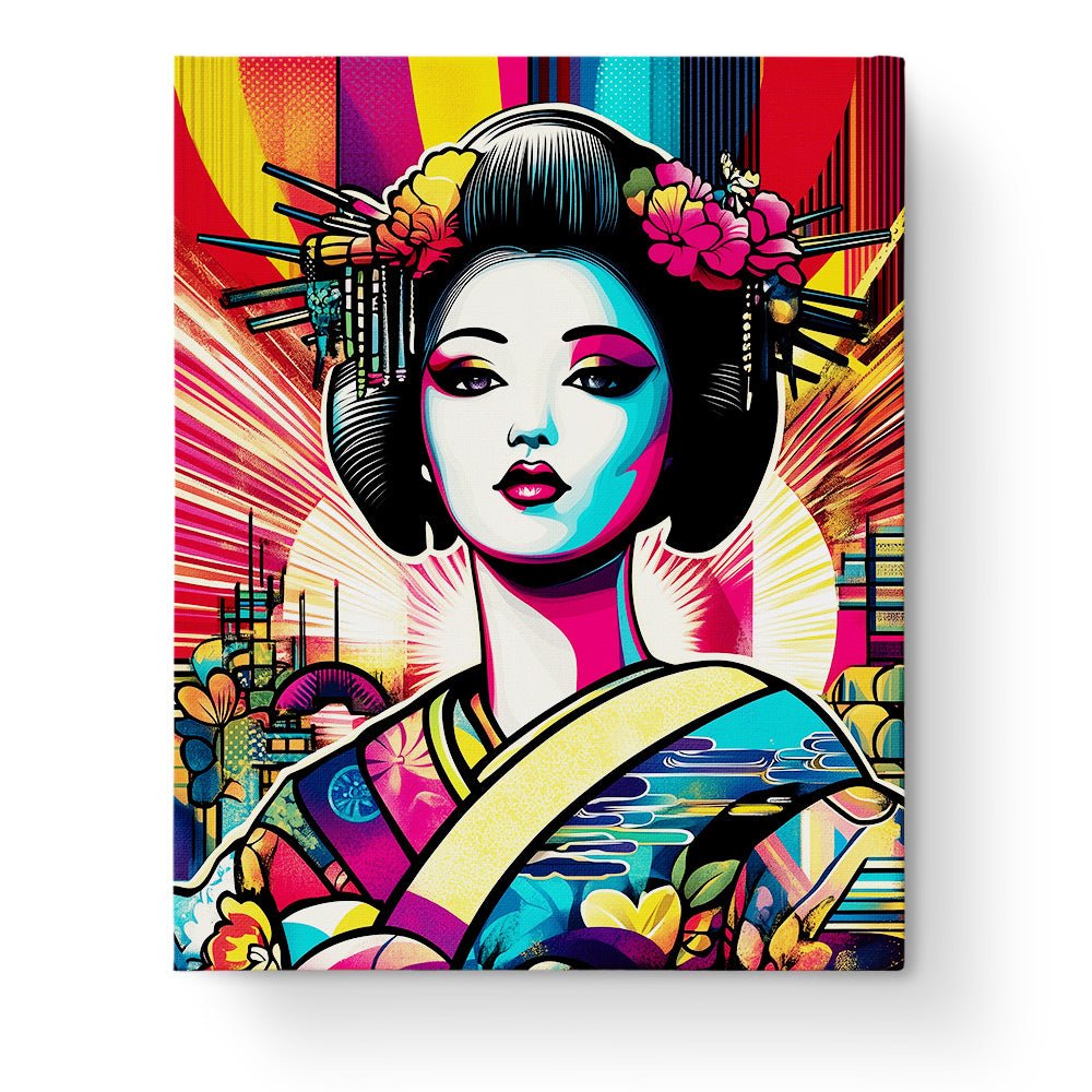 Vibrant Geisha Portrait - Pop Art - BestPaintByNumbers - Paint by Numbers Custom Kit