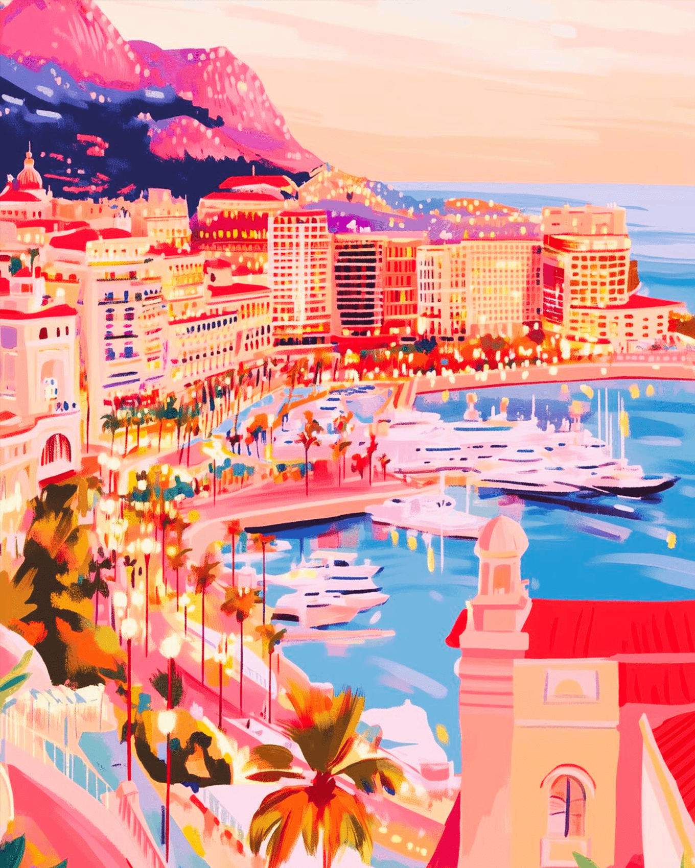 Vibrant Harbor View - Sea Landscape - BestPaintByNumbers - Paint by Numbers Custom Kit